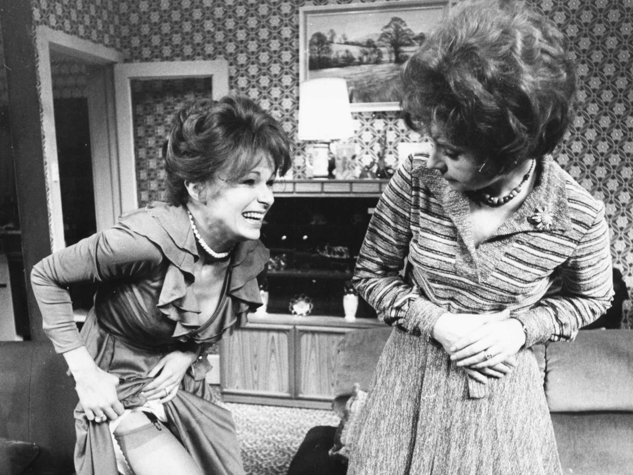 Julie Walters rehearsing with Prunella Scales at the Whitehall Theatre in 1977 for play Breezeblock Park