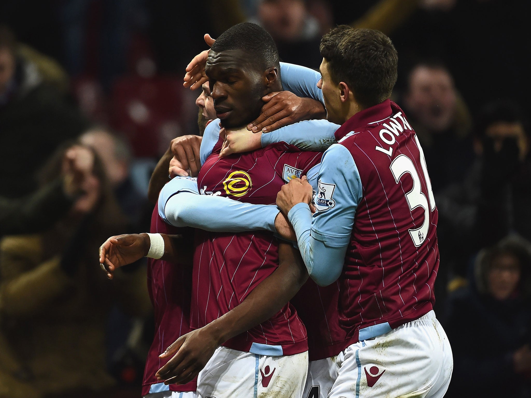 Christian Benteke celebrates scoring the winner for Aston Villa (Getty)