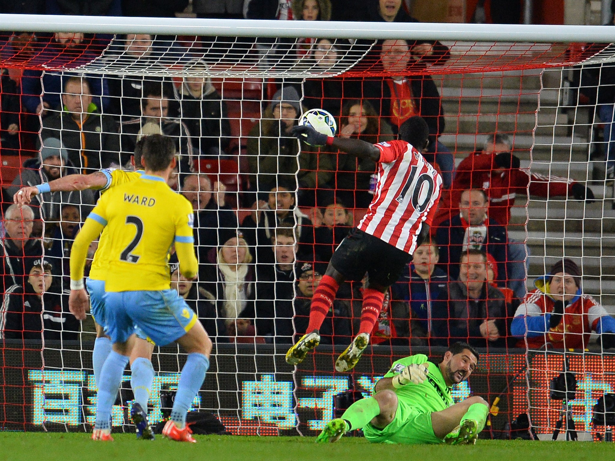 Sadio Mane scores for Southampton against Crystal Palace in their most recent win