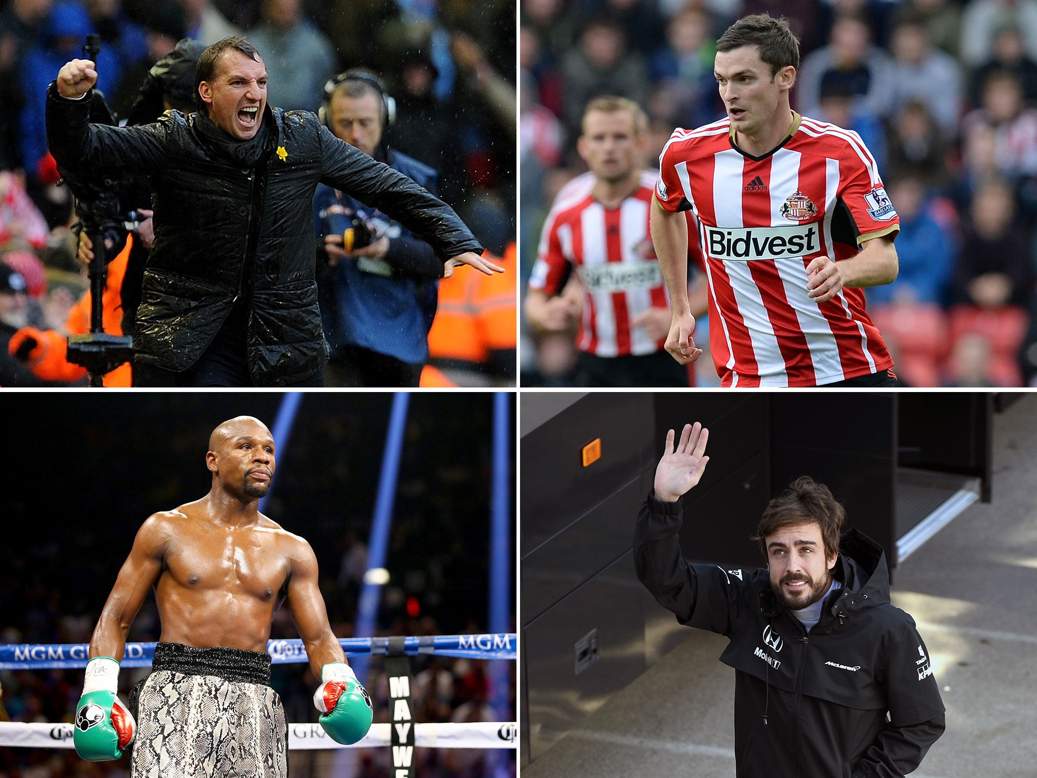 Brendan Rodgers, Adam Johnson, Floyd Mayweather and Fernando Alonso