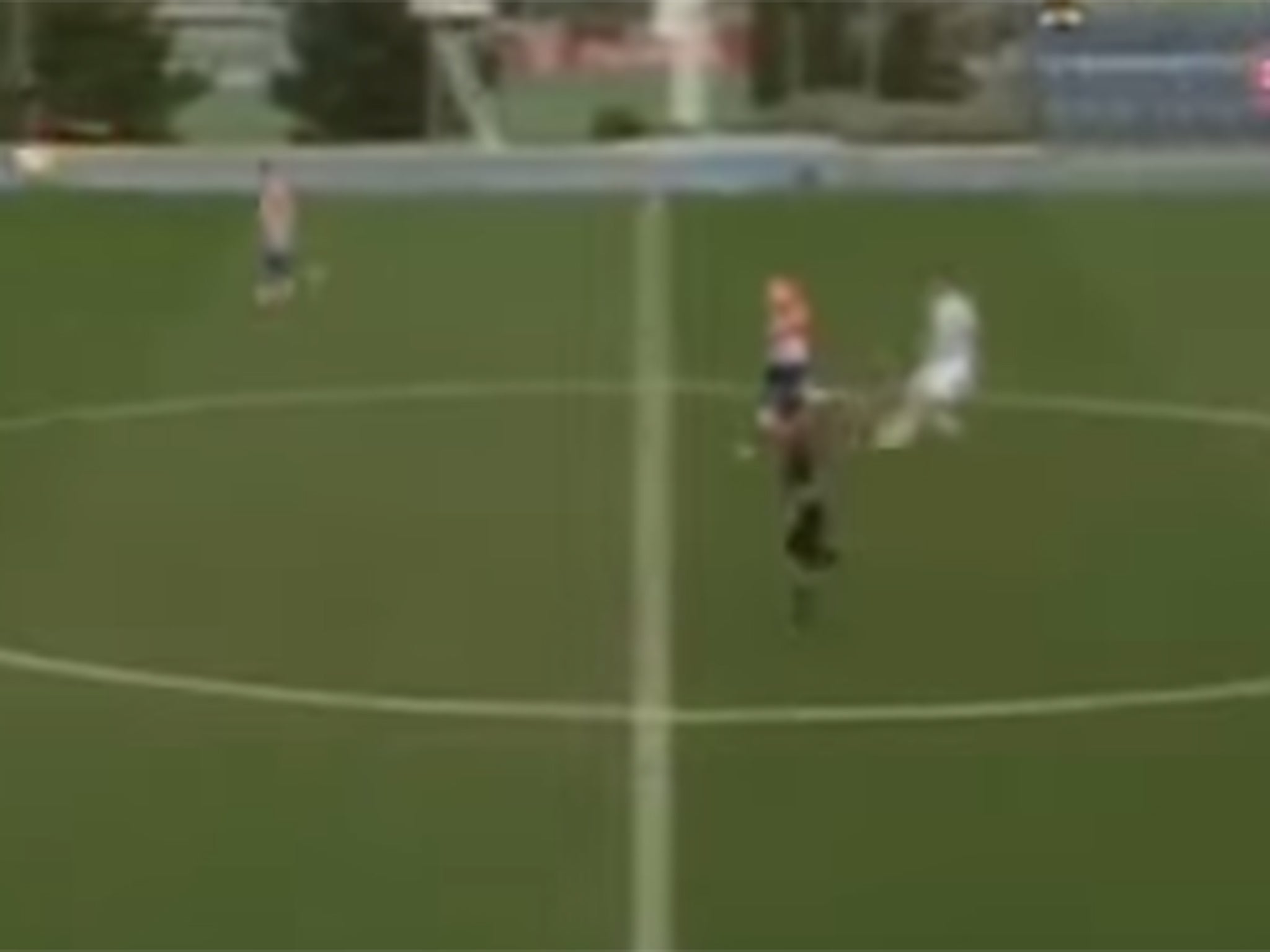 Real Madrid midfielder Fran Perez scores from inside his own half