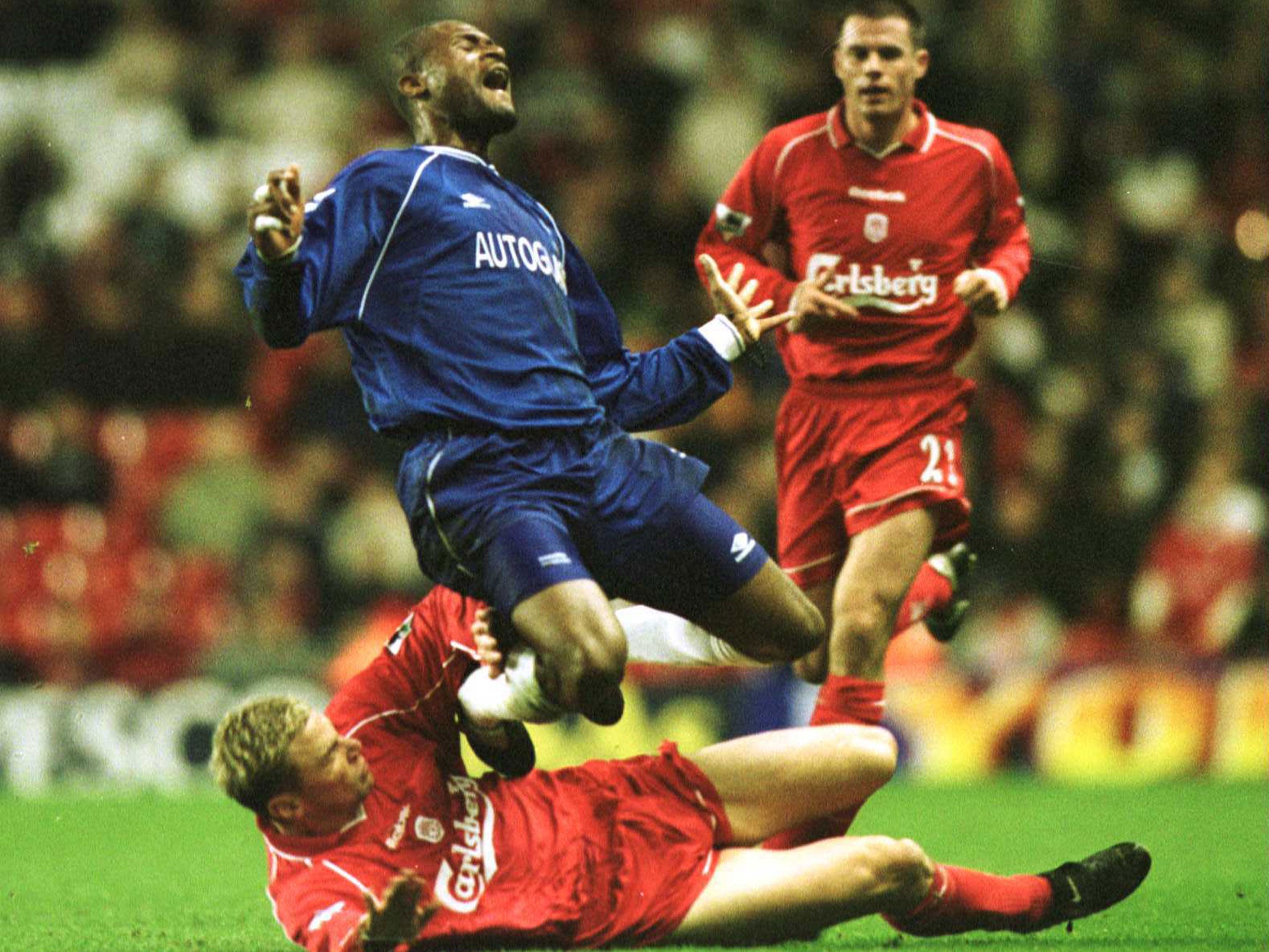 Winston Bogarde on one of the rare appearances for Chelsea in November 2000