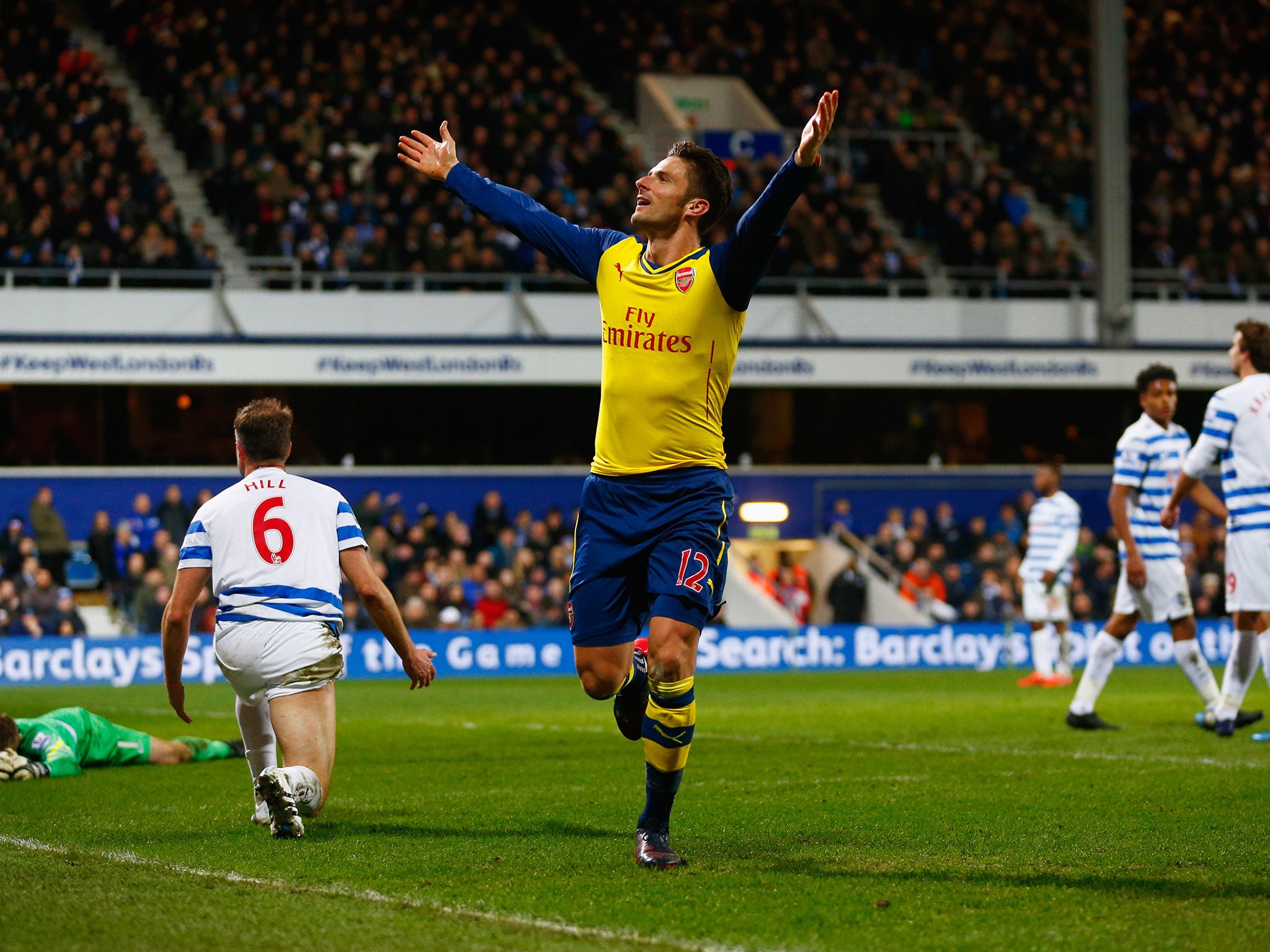 Olivier Giroud celebrates opening the scoring