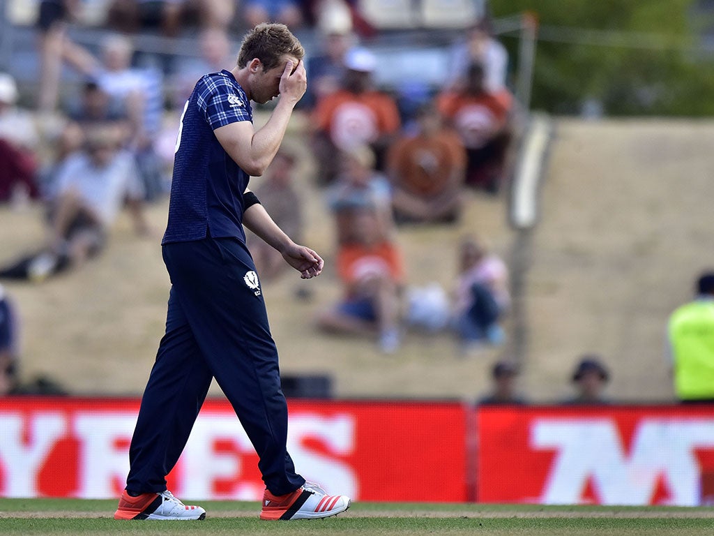 Josh Davey reacts to the defeat to Bangladesh