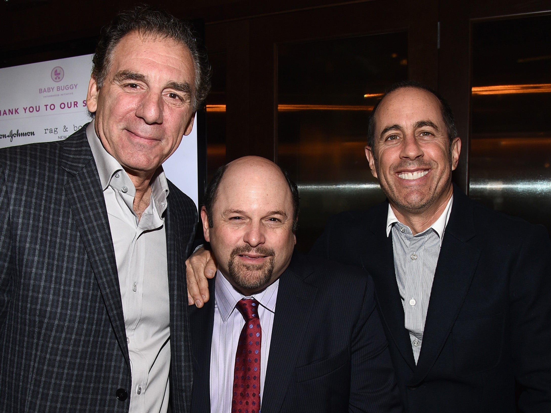 Seinfeld with sitcom co-stars Michael Richards and Jason Alexander