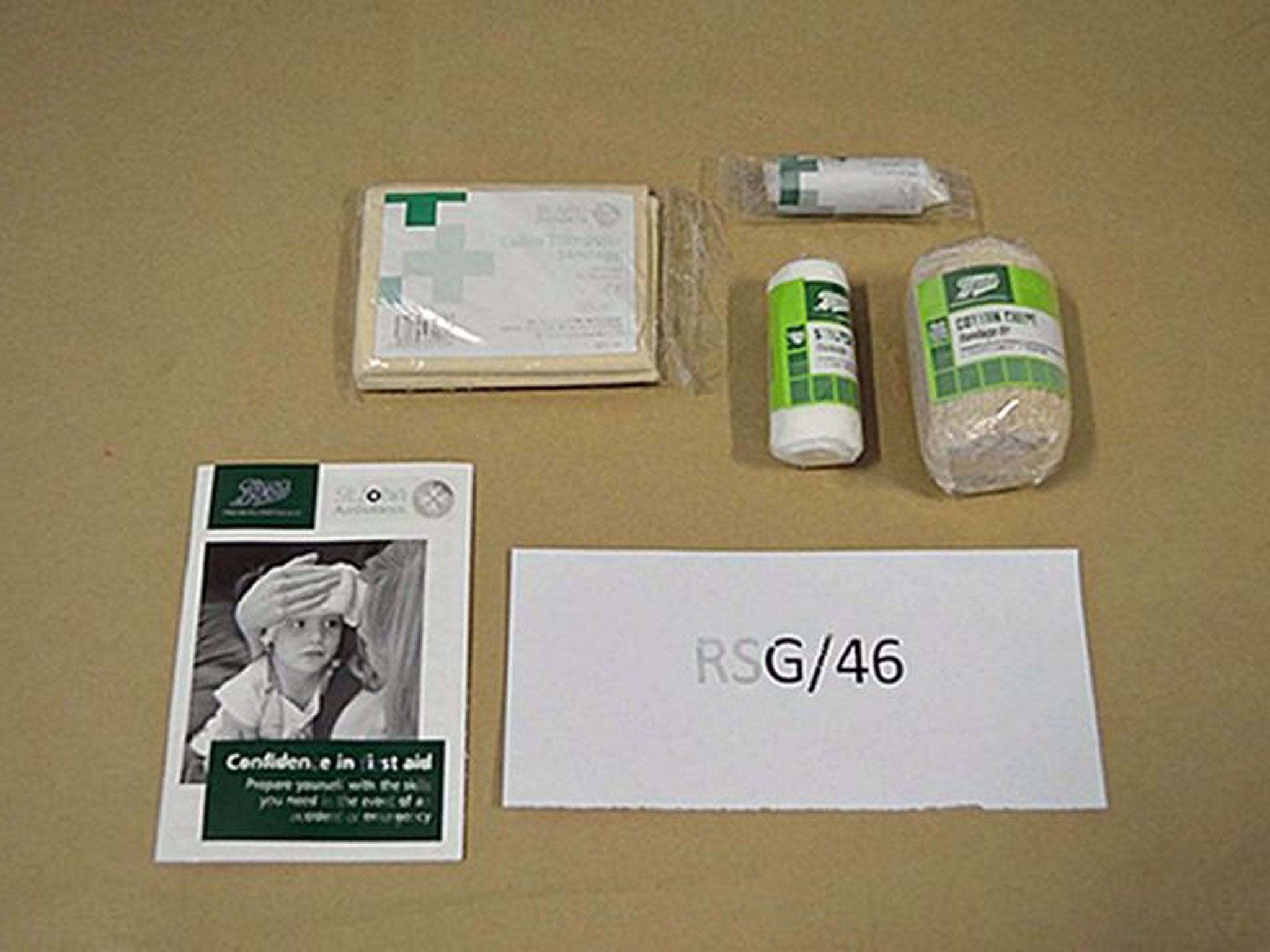 Bandages belonging to chemistry teacher Jamshed Javeed, who has been jailed for six years at Woolwich Crown Court for planning to travel to Syria to fight for Isis. (PA)