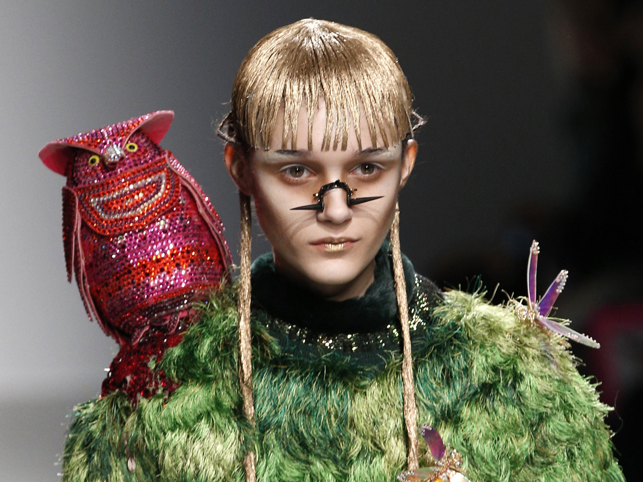 Hoot or howler? Manish Arora’s creation graced the
Paris catwalk yesterday