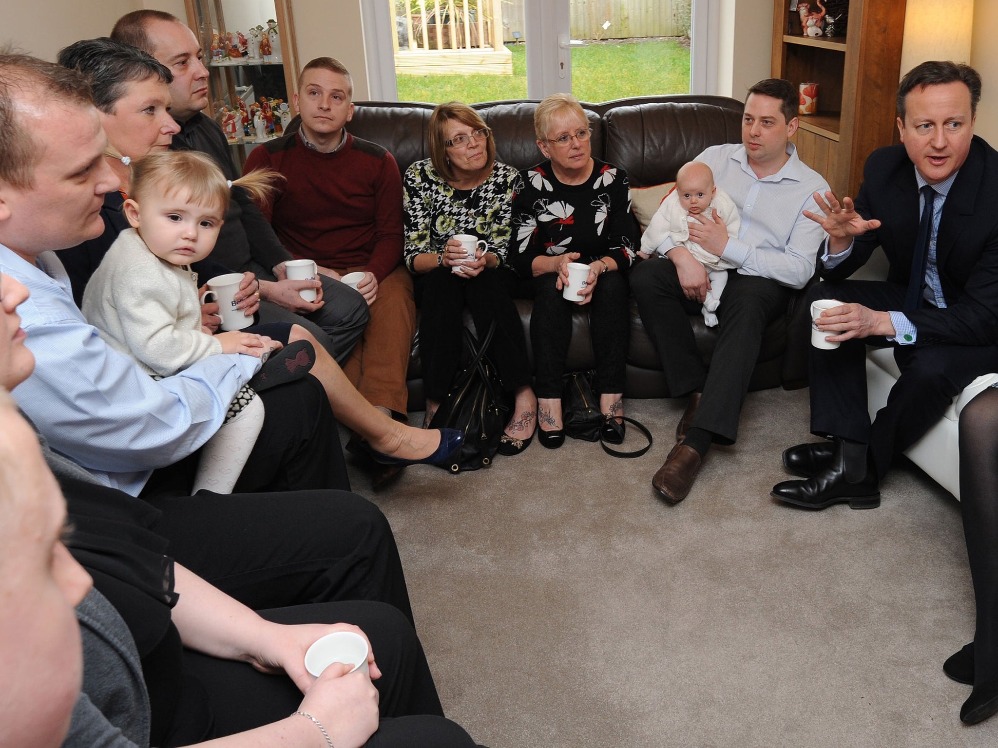 David Cameron meeting residents of a Bellway homes development in Cannock, West Midlands, yesterday; he is accused of showing contempt for the electorate