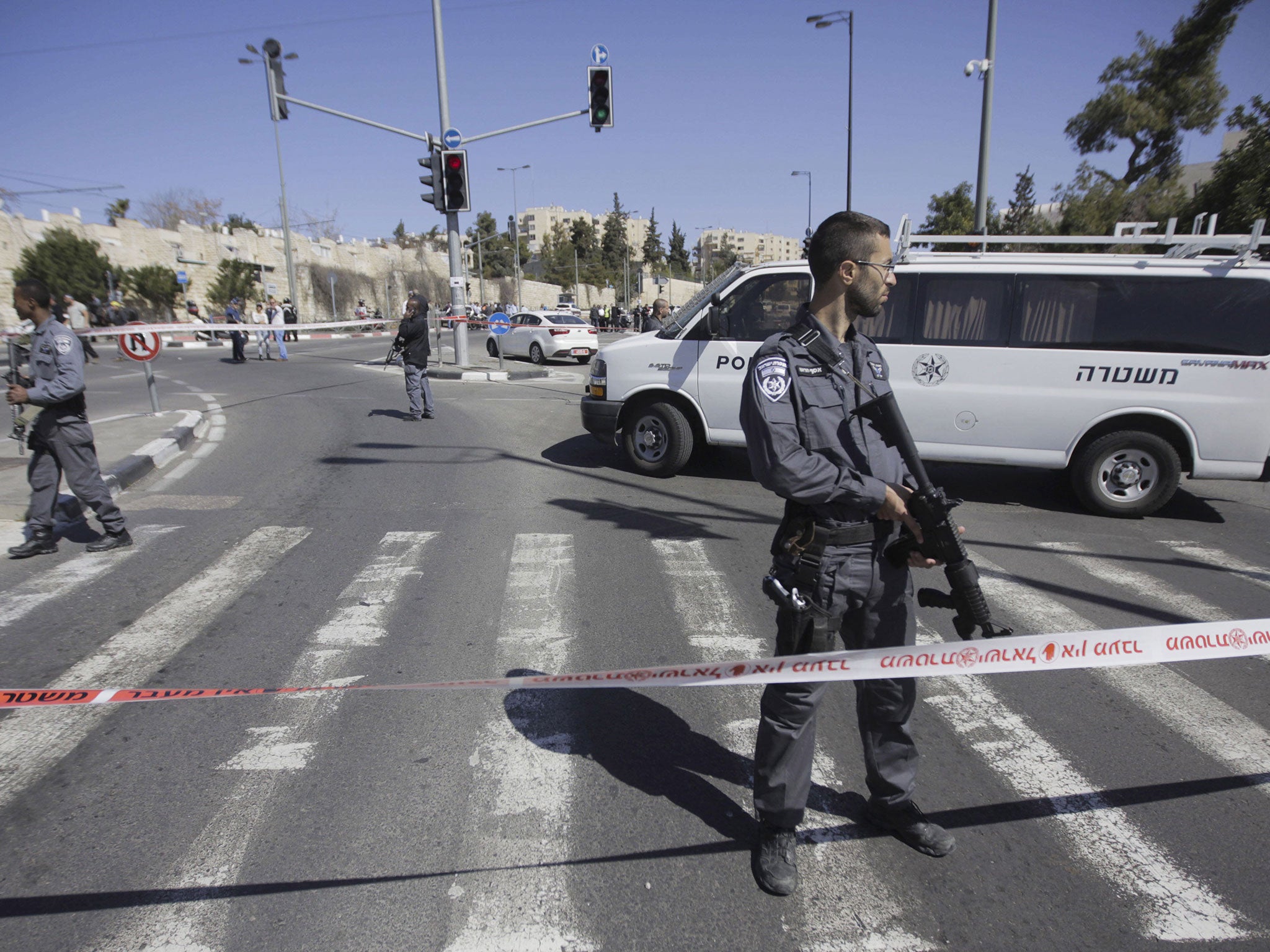 Israeli police at the scene of an attack