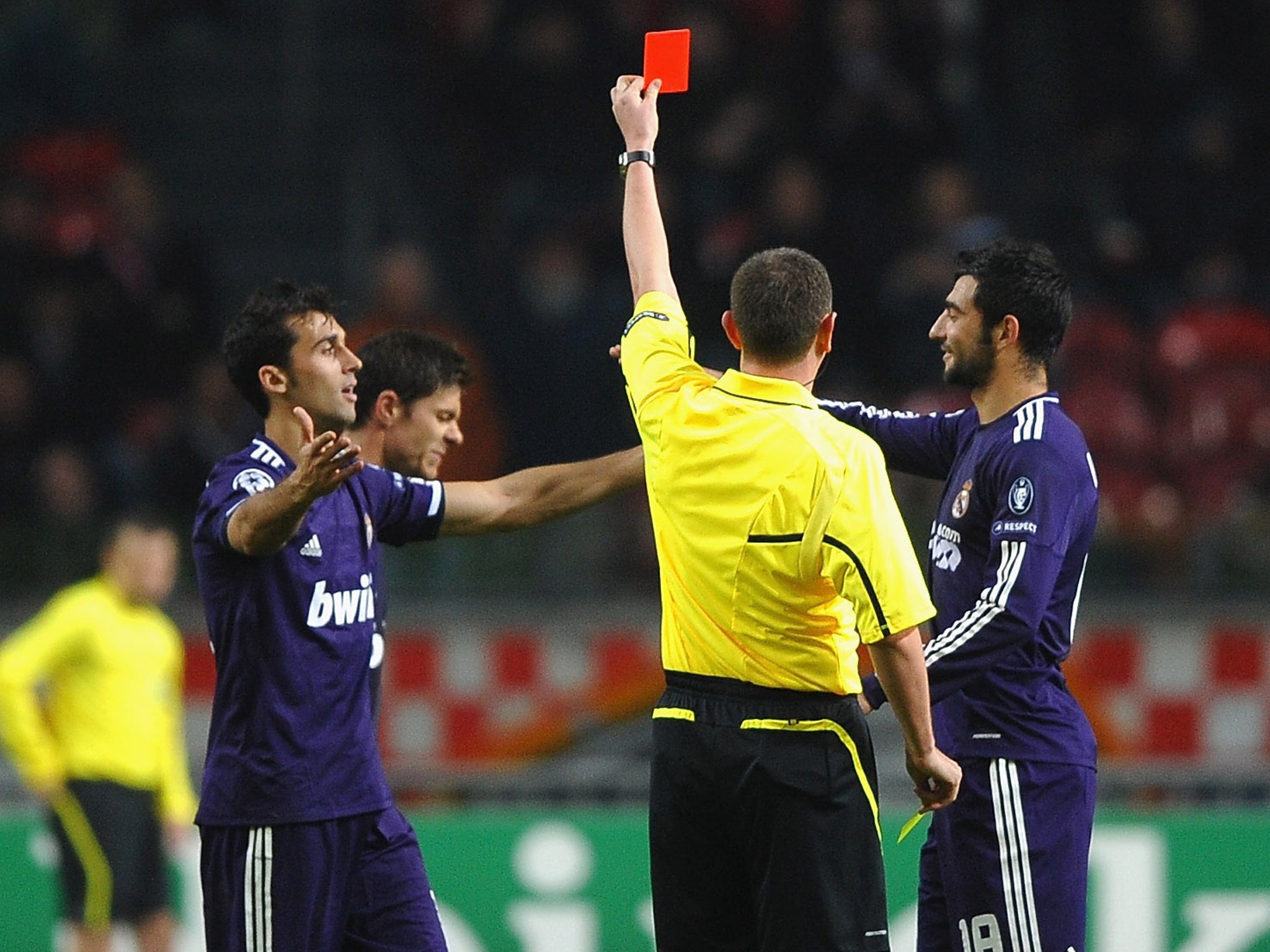 Xabi Alonso was sent off against Ajax and was accused of deliberately picking up a second booking for time-wasting