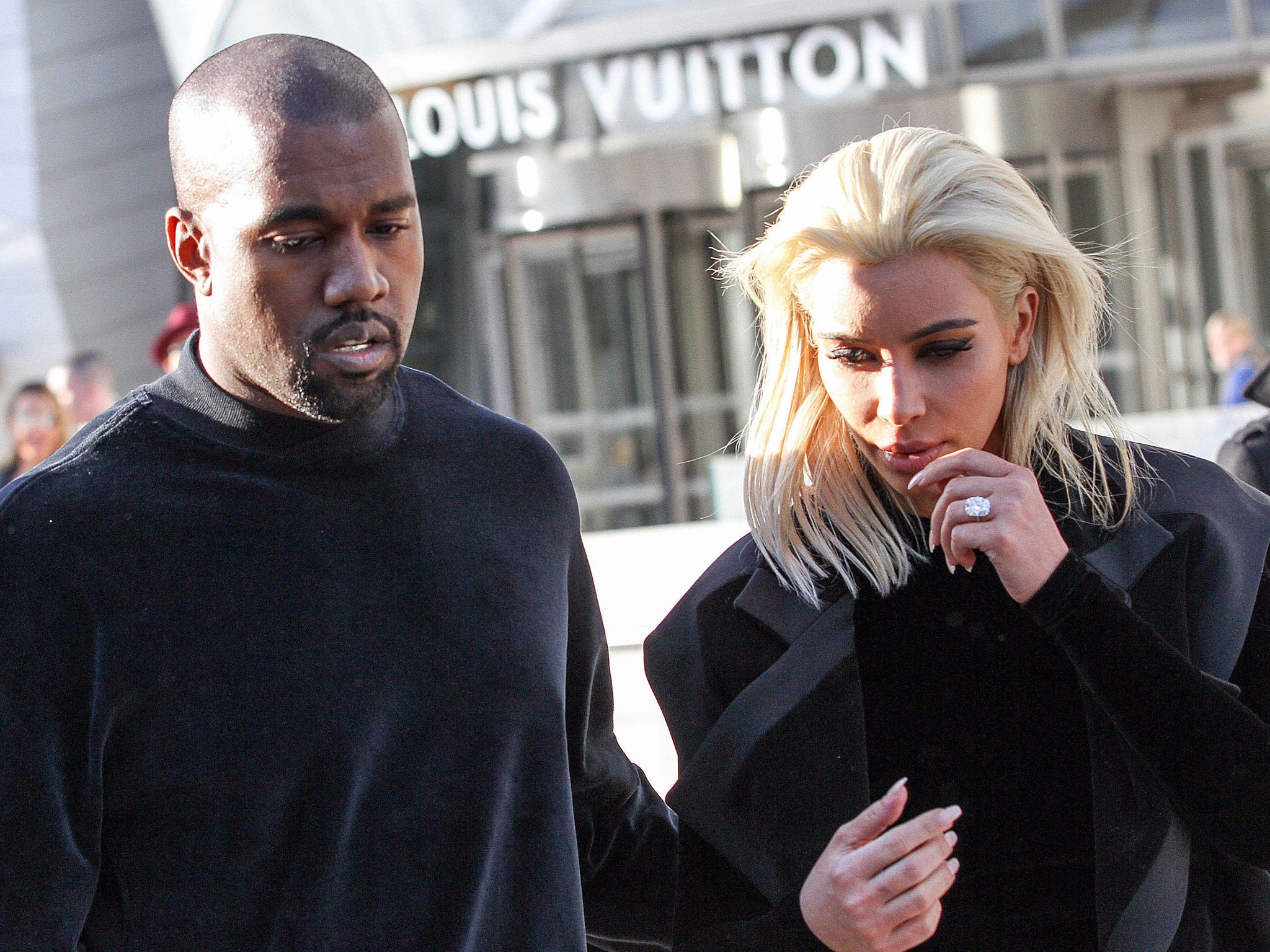 Kanye West and Kim Kardashian at Louis Vuitton headquarters