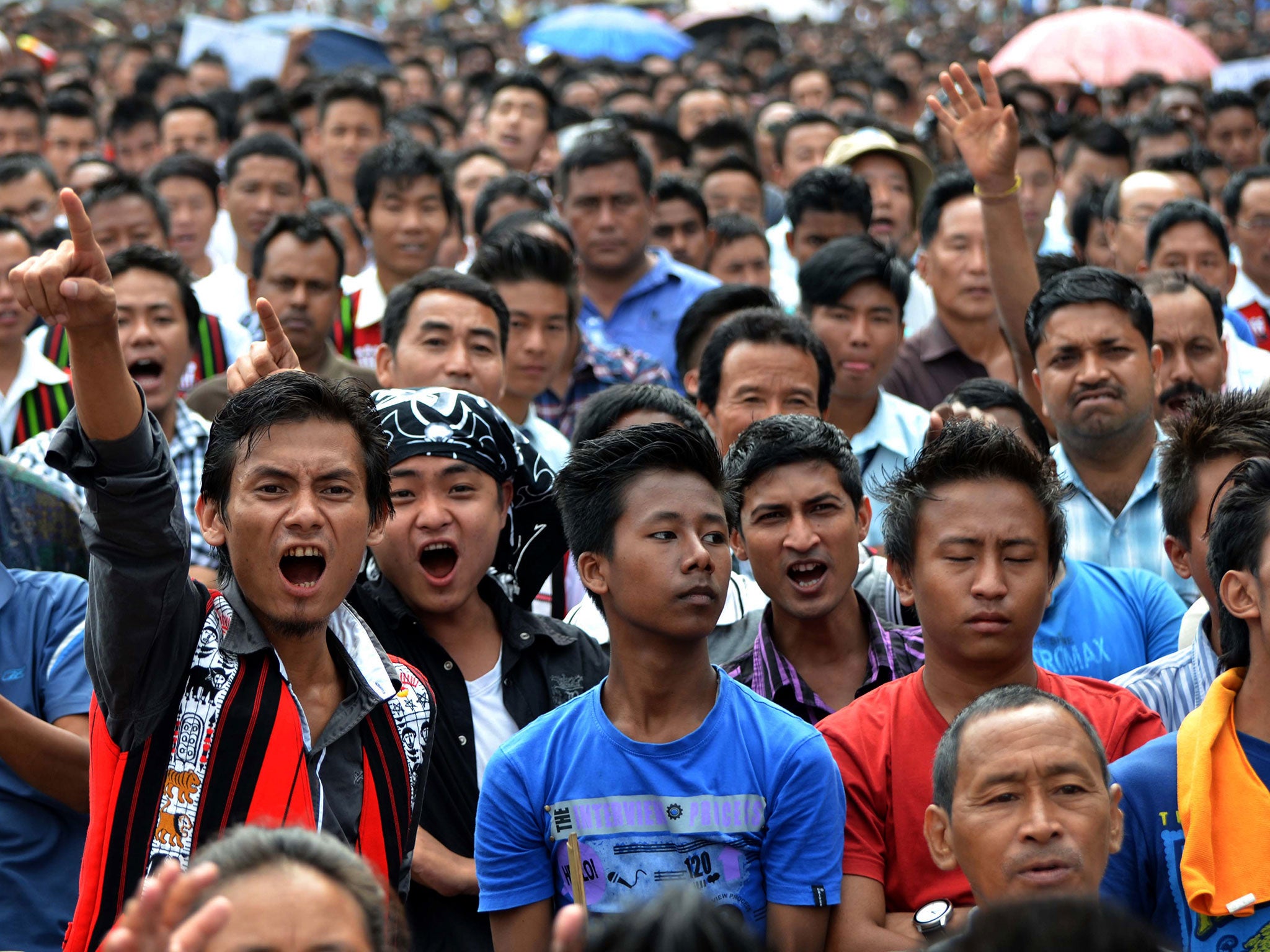 Naga people at a 2013 protest in the city of Dimapur