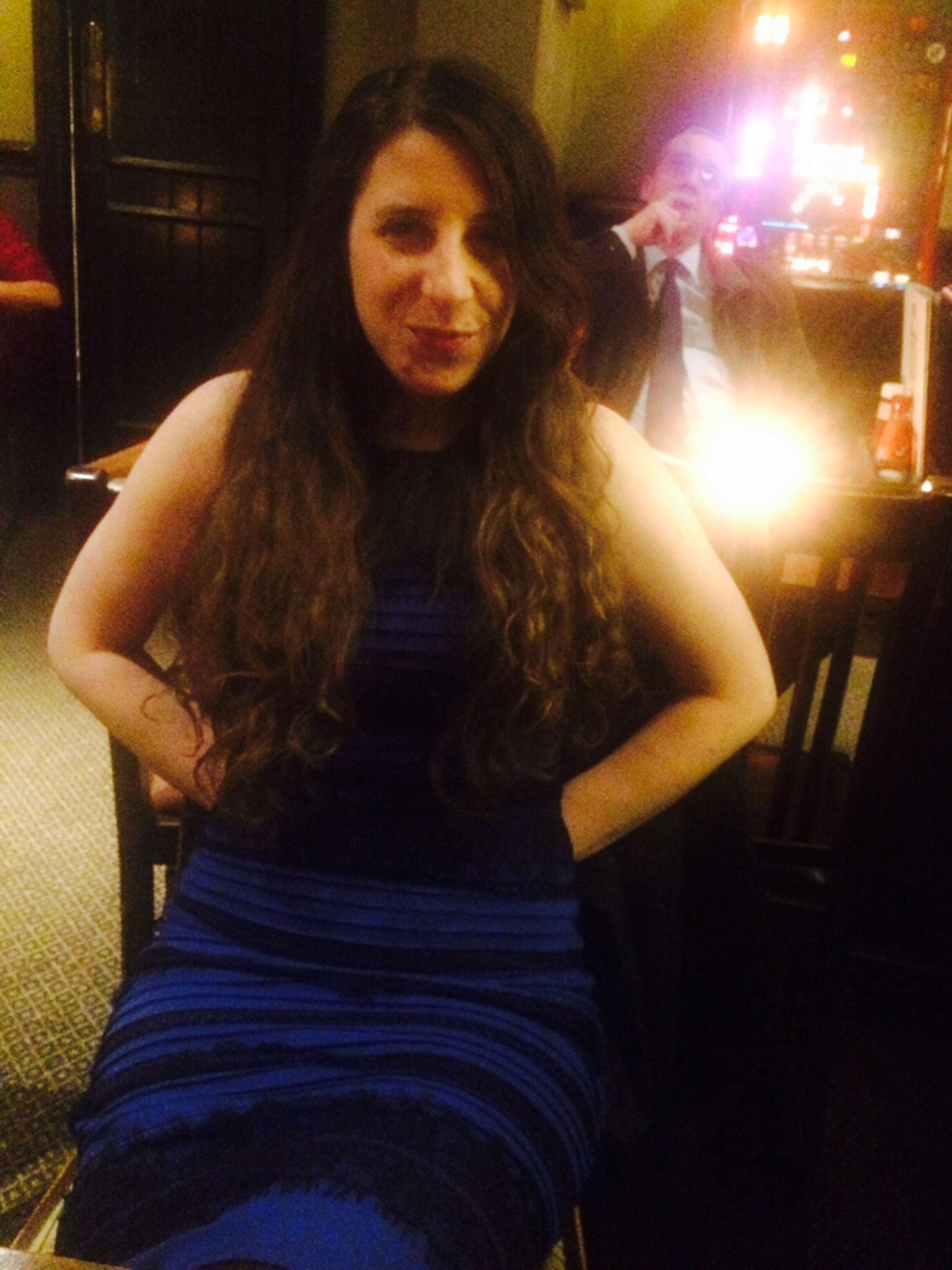 Dina wearing 'the dress' at the pub