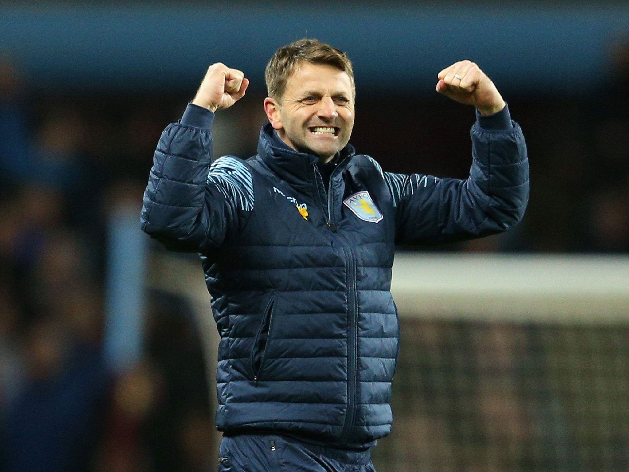 Tim Sherwood celebrates victory for Aston Villa