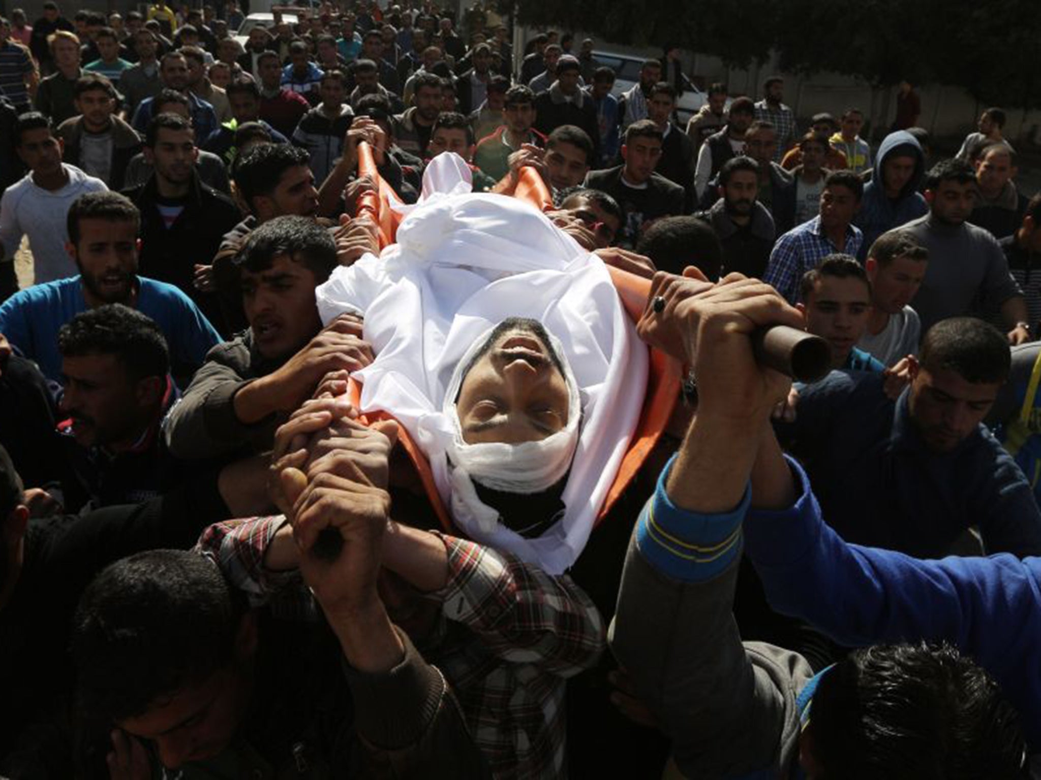 The funeral of fisherman Tawfiq Abu Reala in Gaza City on Saturday