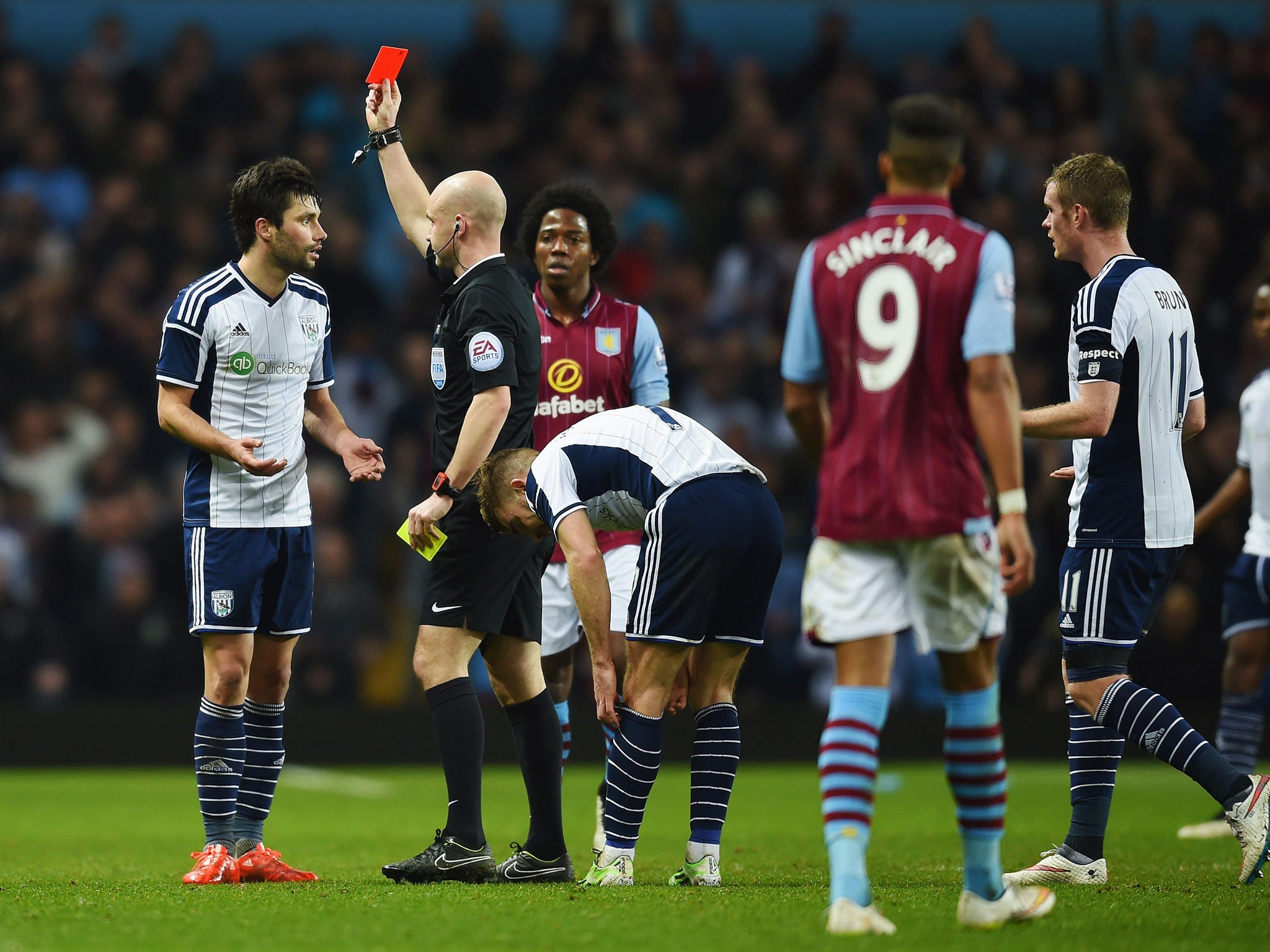 Claudio Yacob is sent-off for a second booking