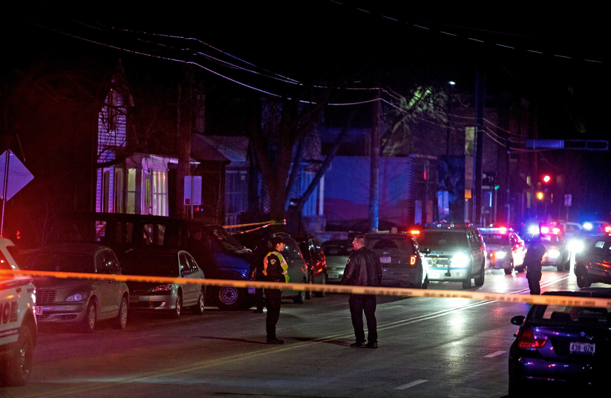 Police investigate the shooting of Tony Robinson in Madison, Wisconsin, on 6 March