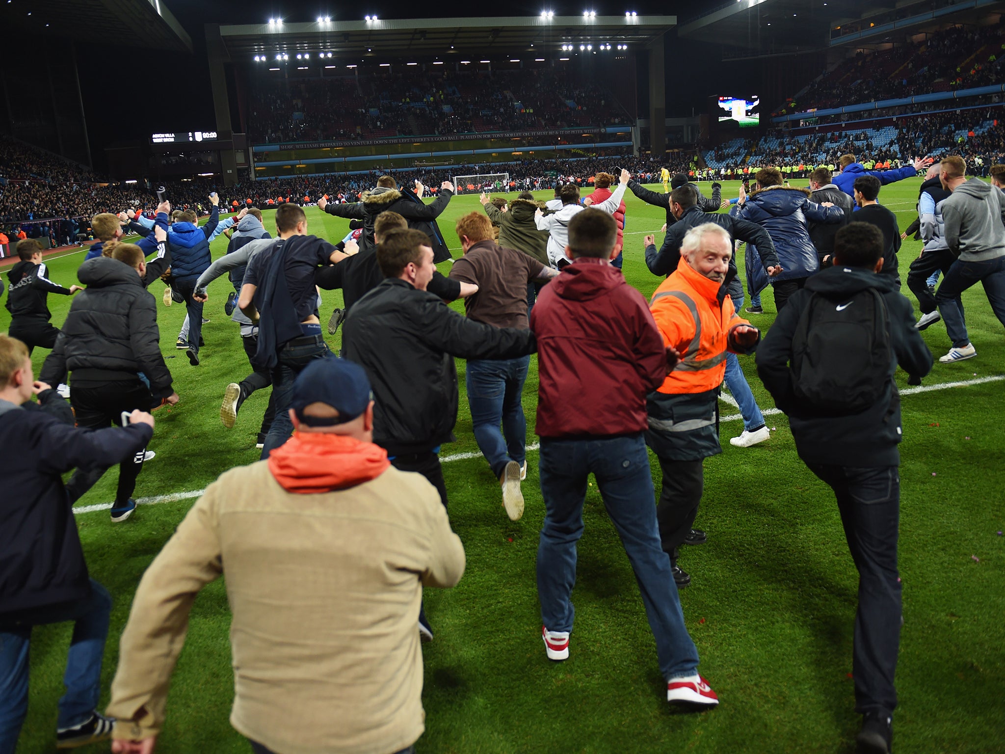 A view of the scenes as fans entered the pitch during Aston Villa's FA Cup tie with West Brom