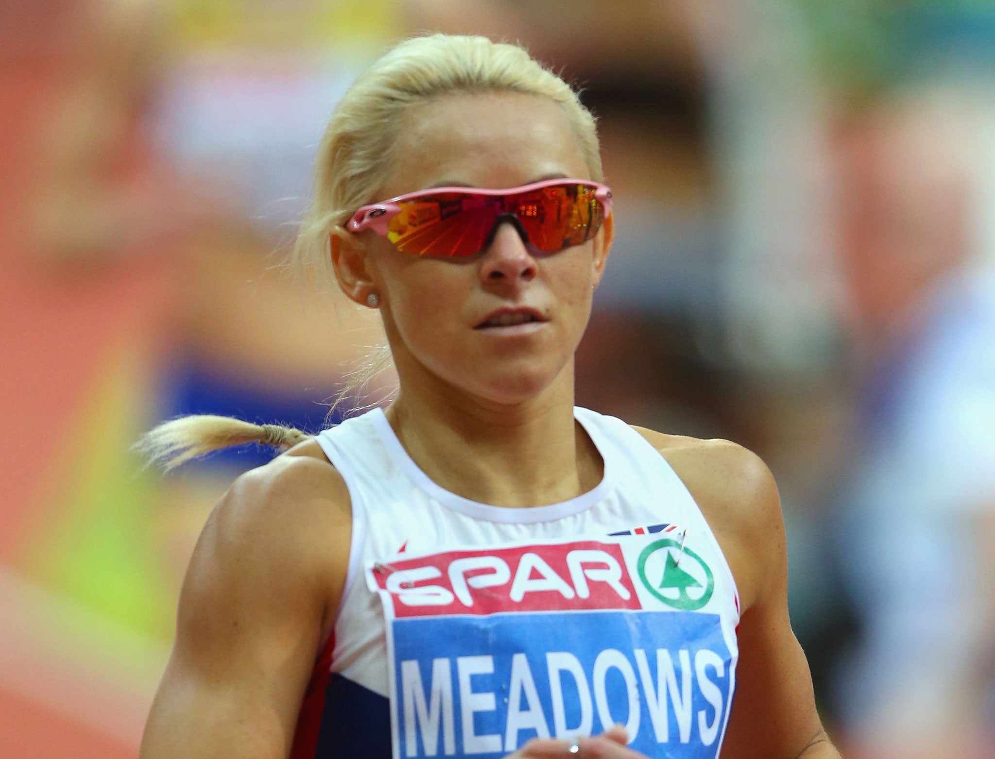 Jenny Meadows was unable to compete in the women’s 800m final after suffering from a heavy cold