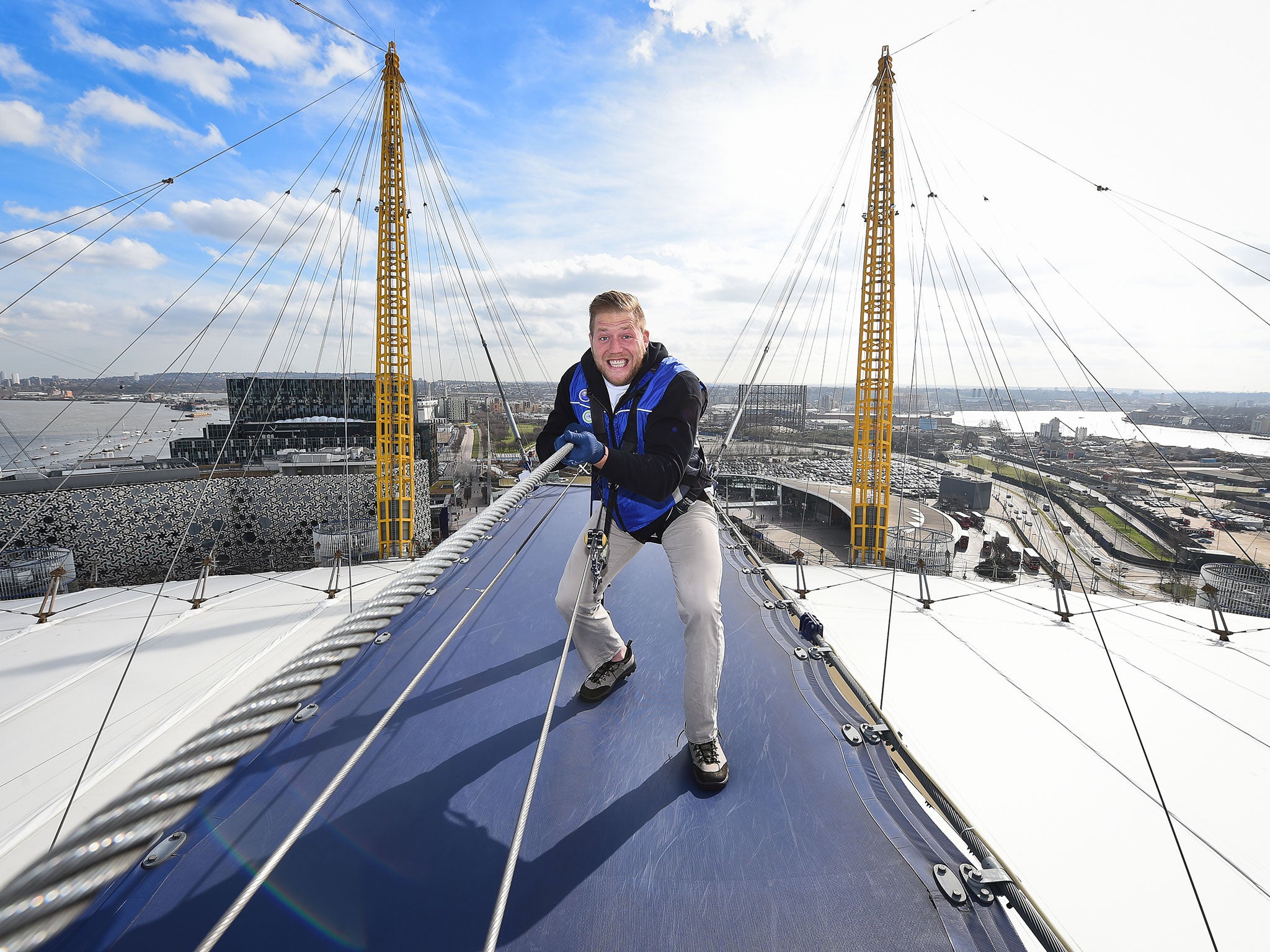 Swagger spent some of his time in London climbing the O2 Arena