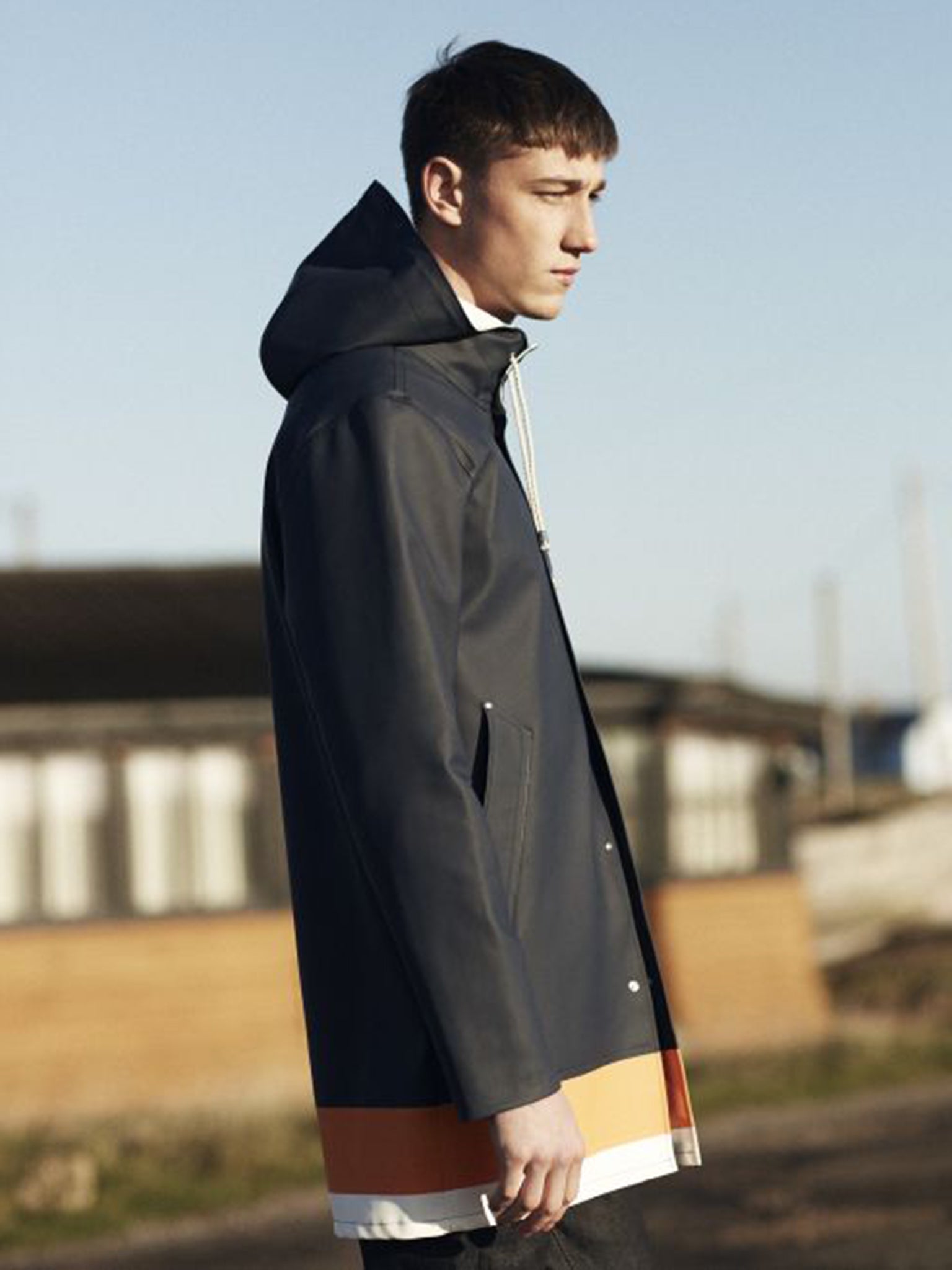 Model wears jacket £235, Stutterheim x Whistles, whistles.co.uk