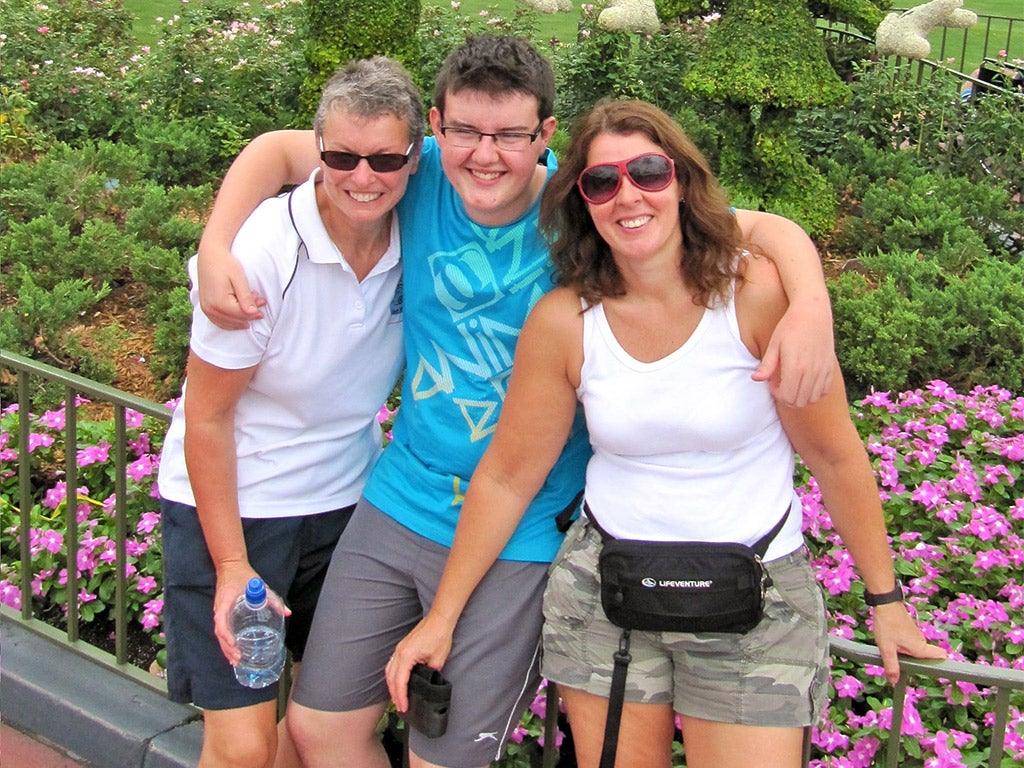 Kate Hamilton-Harris (right), with her wife, Denise, and their son Darwin