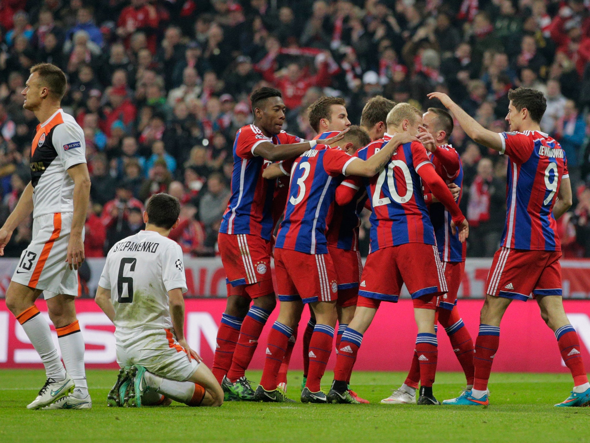 Bayern Munich pictured during their 7-0 win over Donetsk