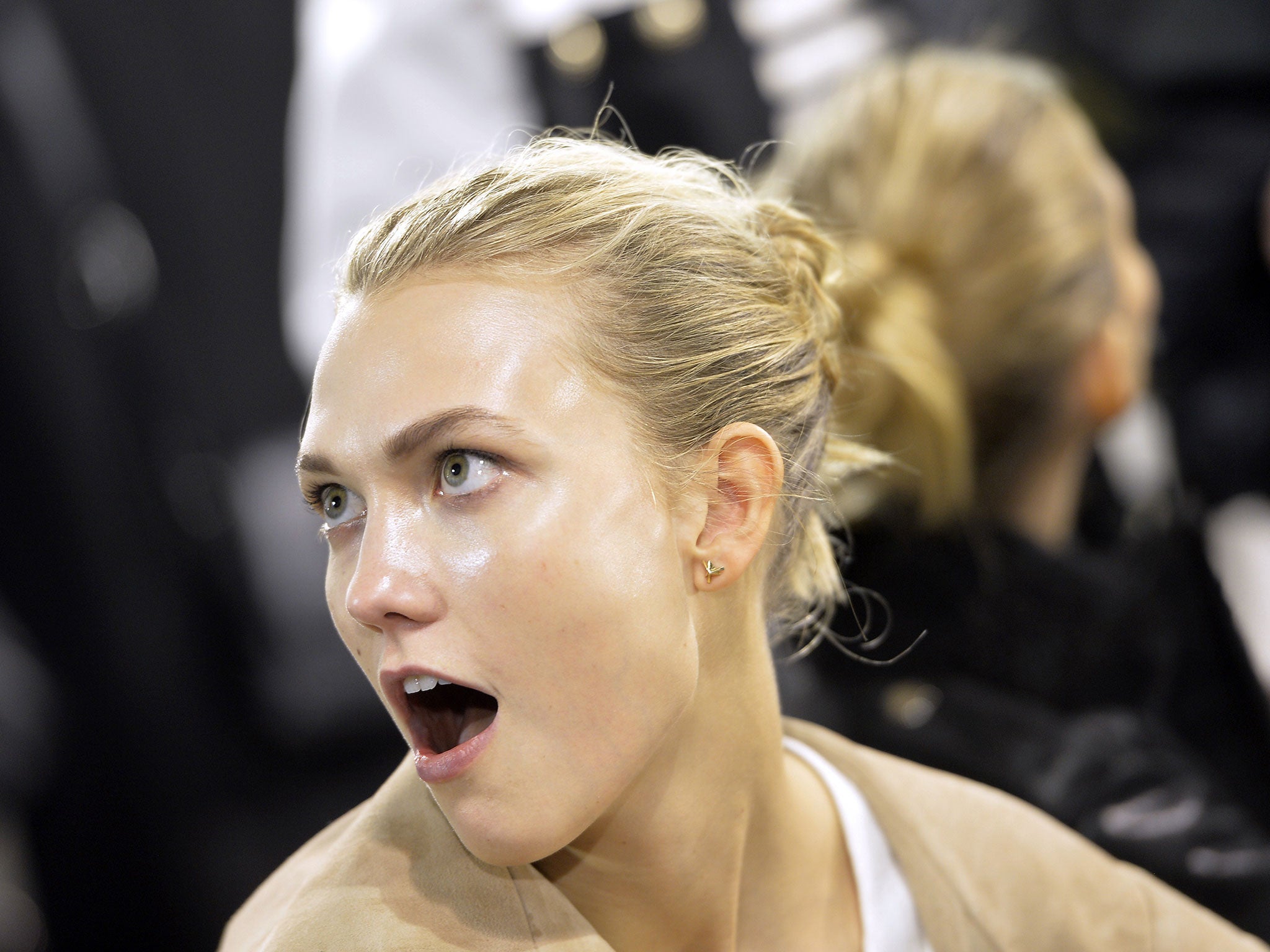 Karlie Kloss has been confirmed for Zoolander 2. Here pictured backstage Isabel Marant autumn/winter 2015 show