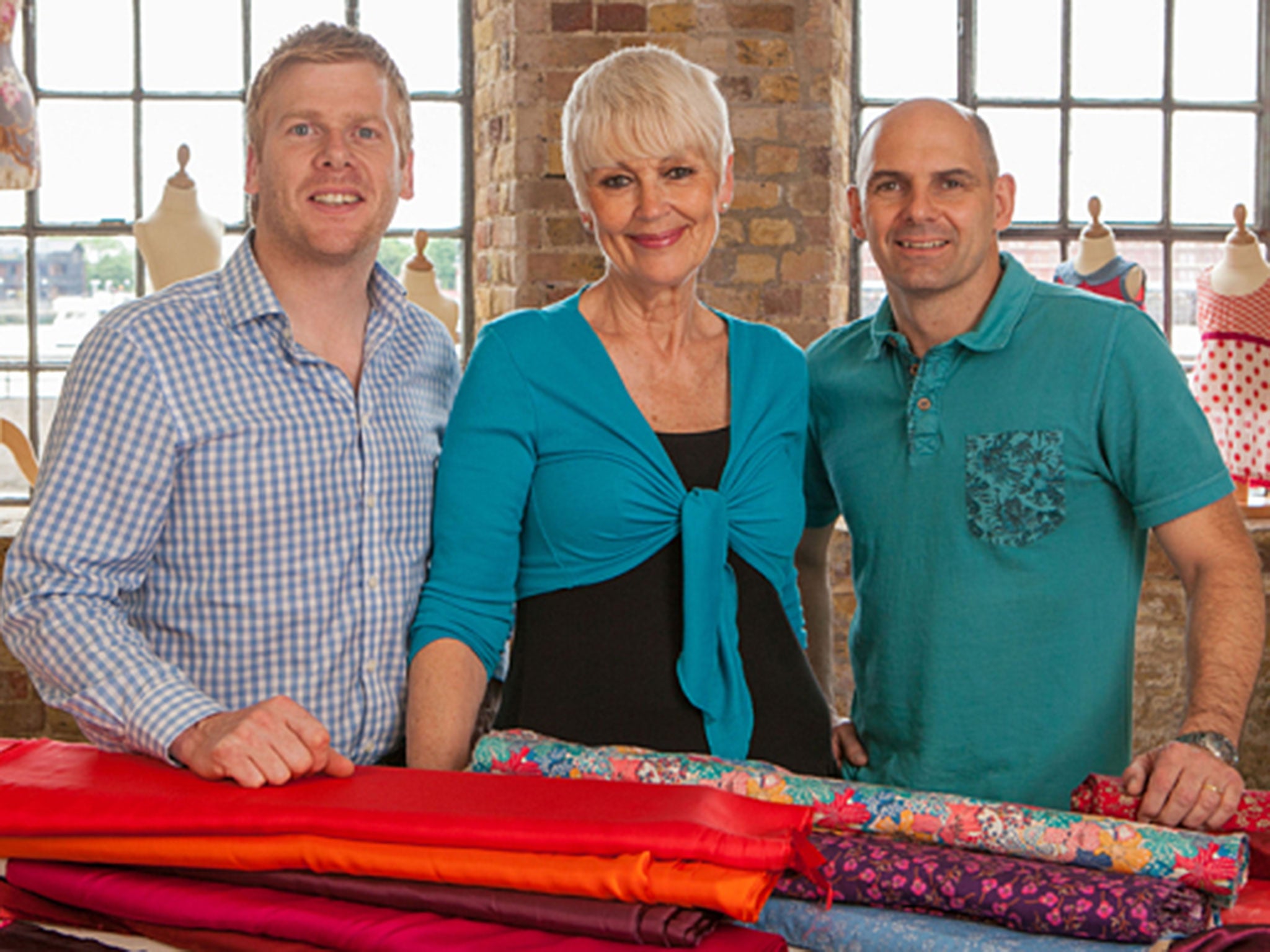 The Great British Sewing Bee 2015 finalists Matt, Lorna and Neil