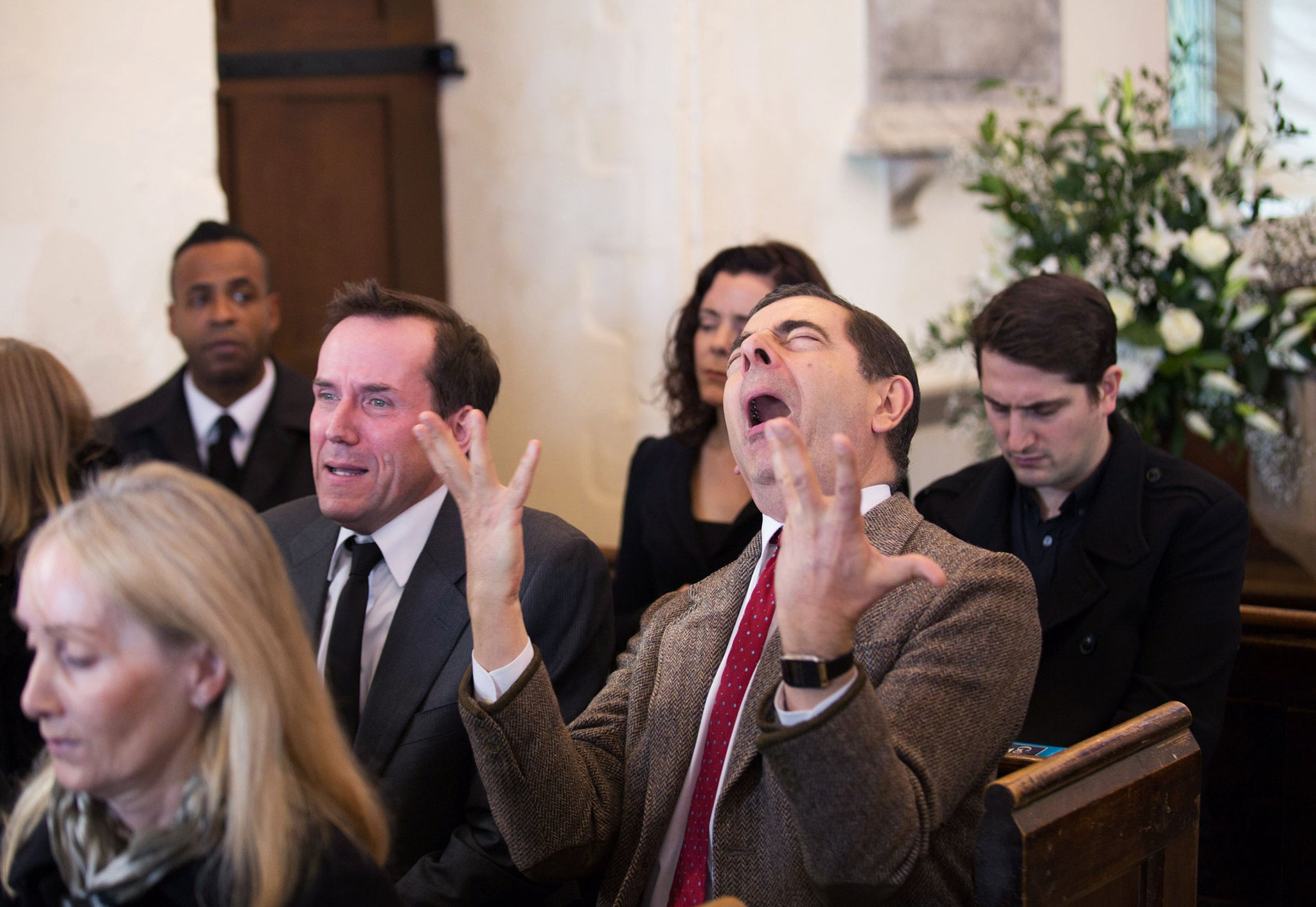 Mr Bean cries extravagantly during Mr Bean's Comic Relief special