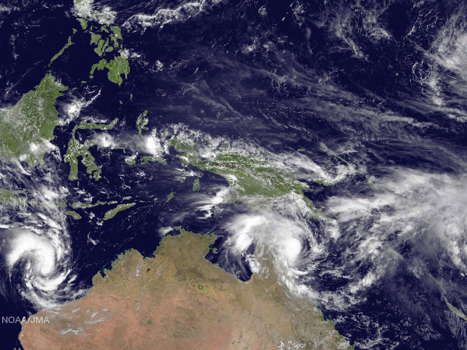 Cyclone Pam tracks south heading for the islands of Vanuatu in the southern Pacific Ocean