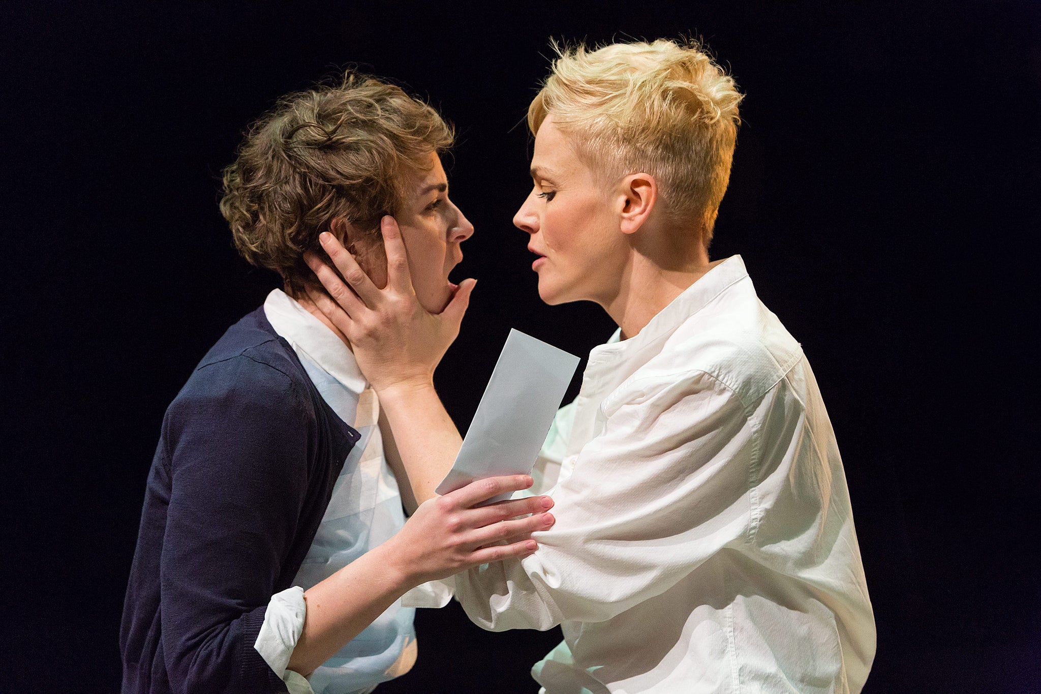 Maxine Peake as Hamlet with Katie West as Ophelia