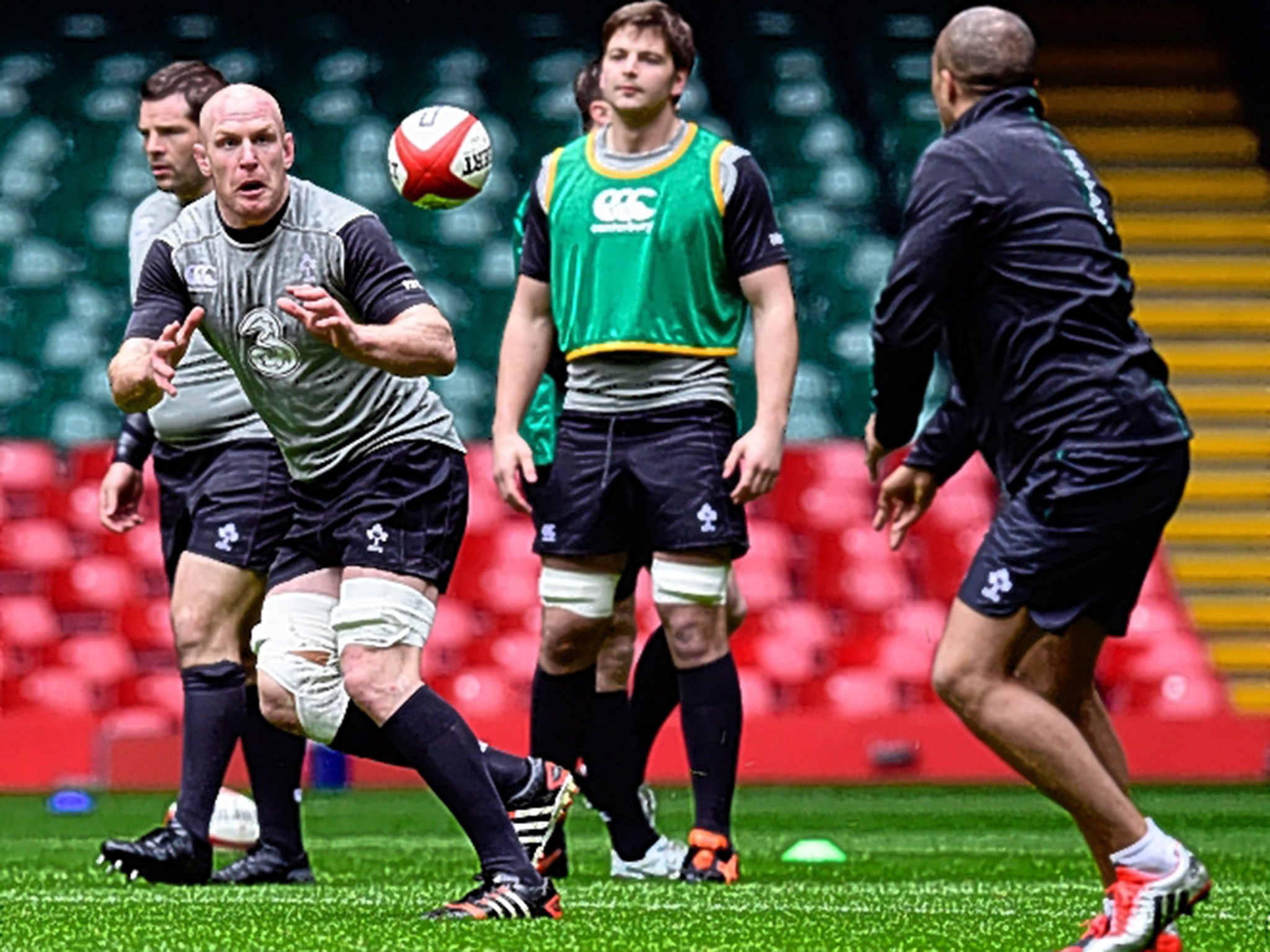 Ireland captain Paul O'Connell training in Cardiff on Friday