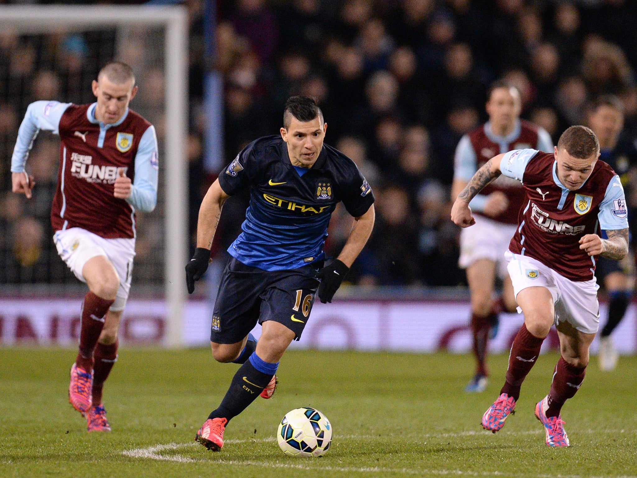 Sergio Aguero in action against Burnley