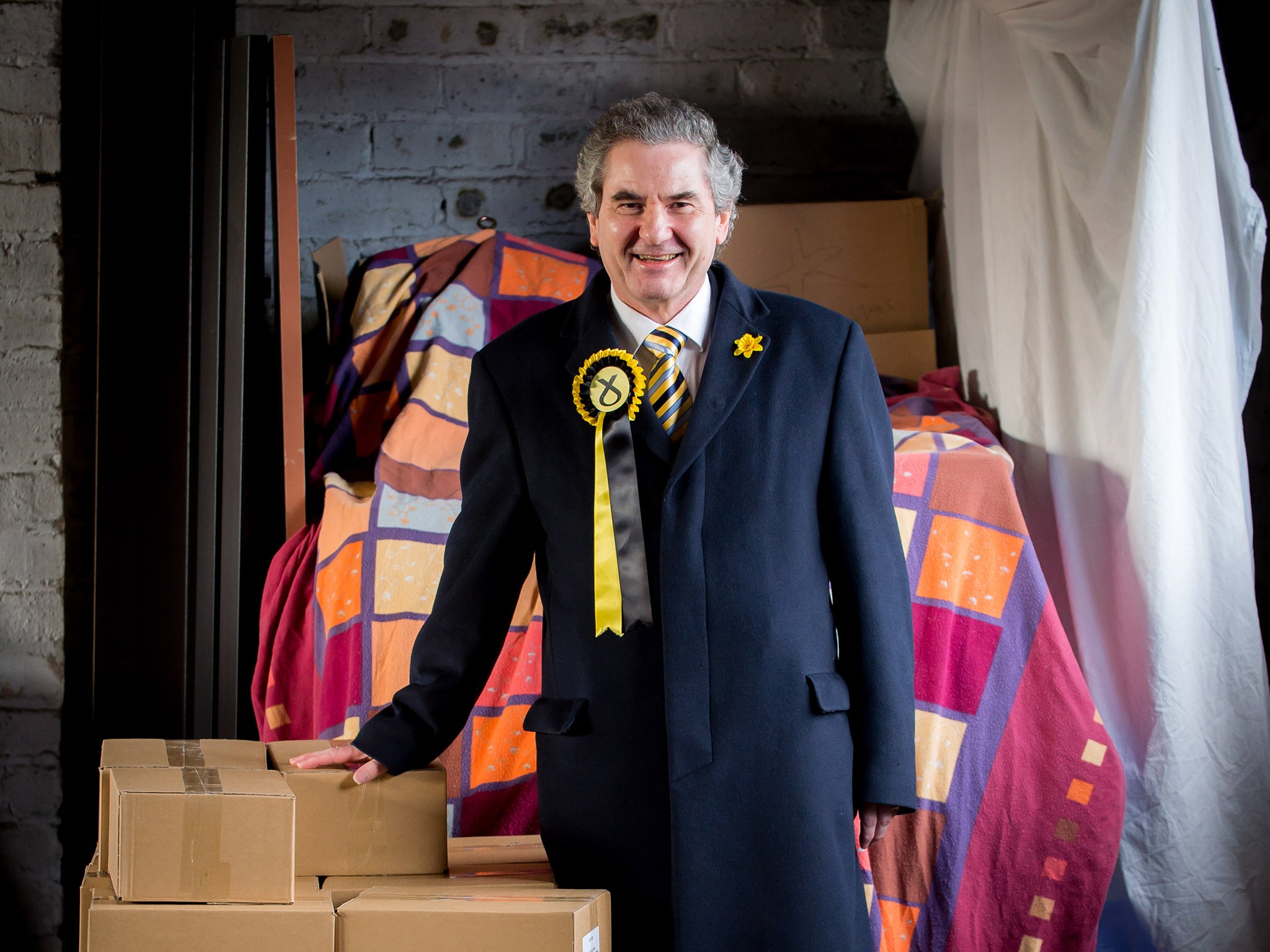 SNP candidate Roger Mullin in his constituency office