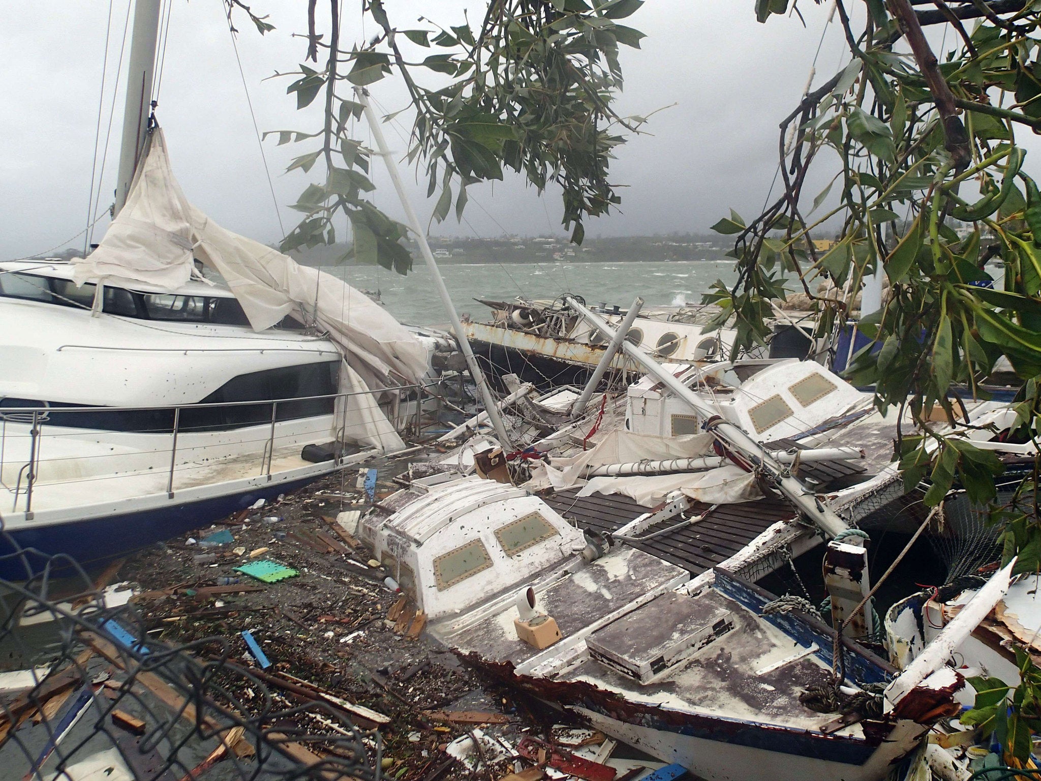 Storm damage to boats caused by Cyclone Pam, in the Vanuatu capital of Port Vila