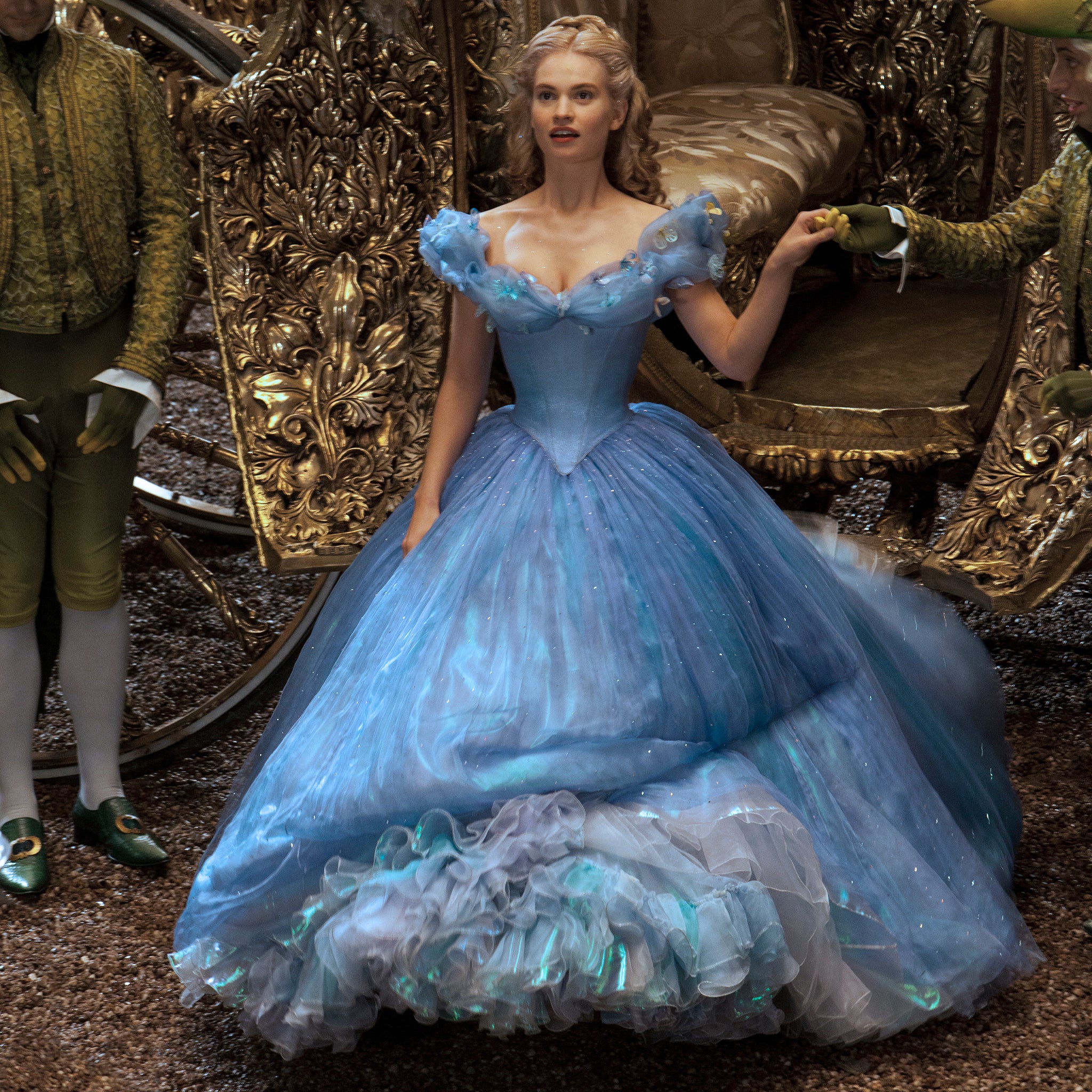 Lily James is Cinderella in Disney's live-action Cinderella, directed by Kenneth Branagh.