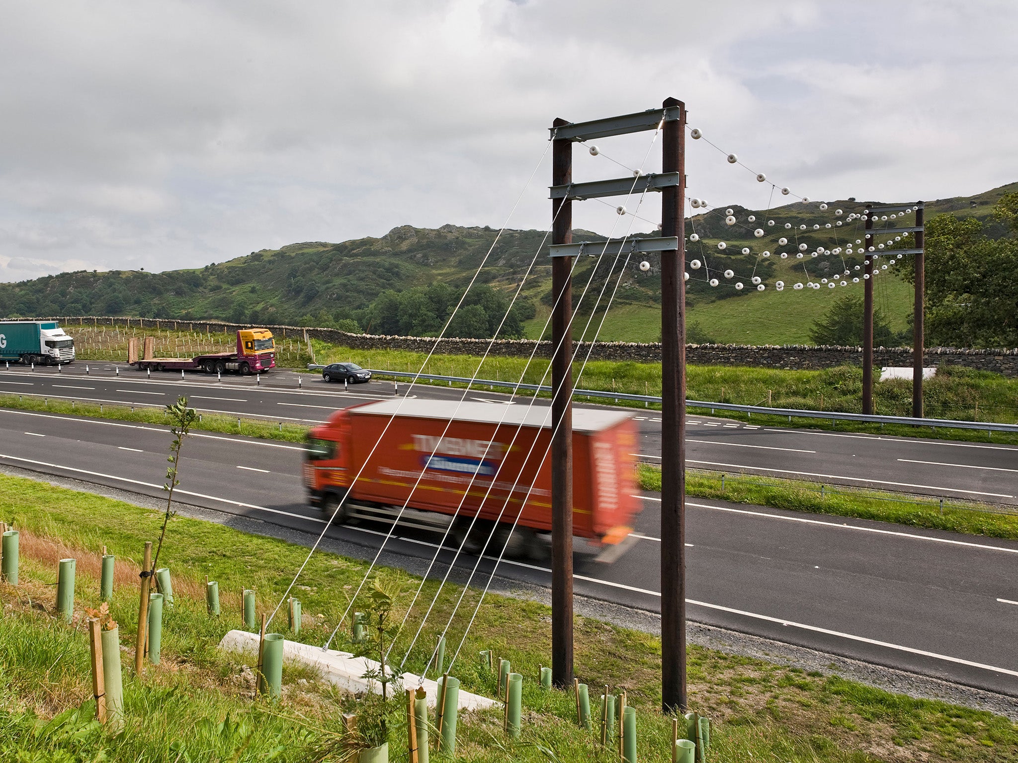 Bat bridge over the A590 dual carriageway in Cumbria