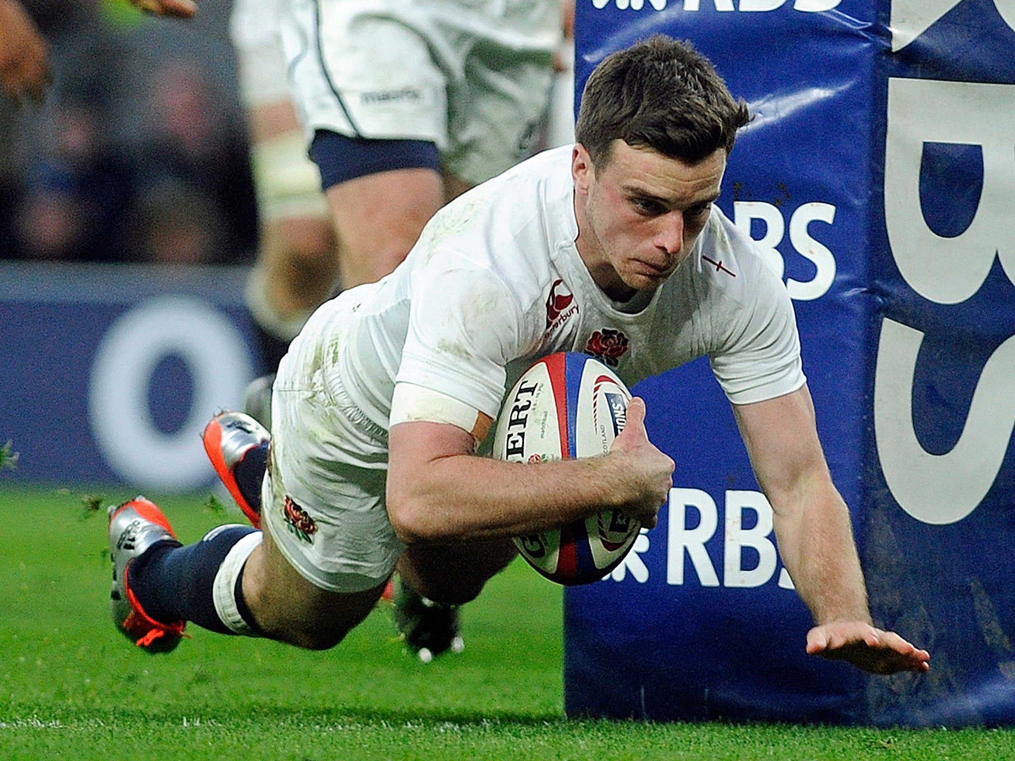 George Ford scores his try in the 25-13 win over Scotland but England wasted many of the opportunities he created