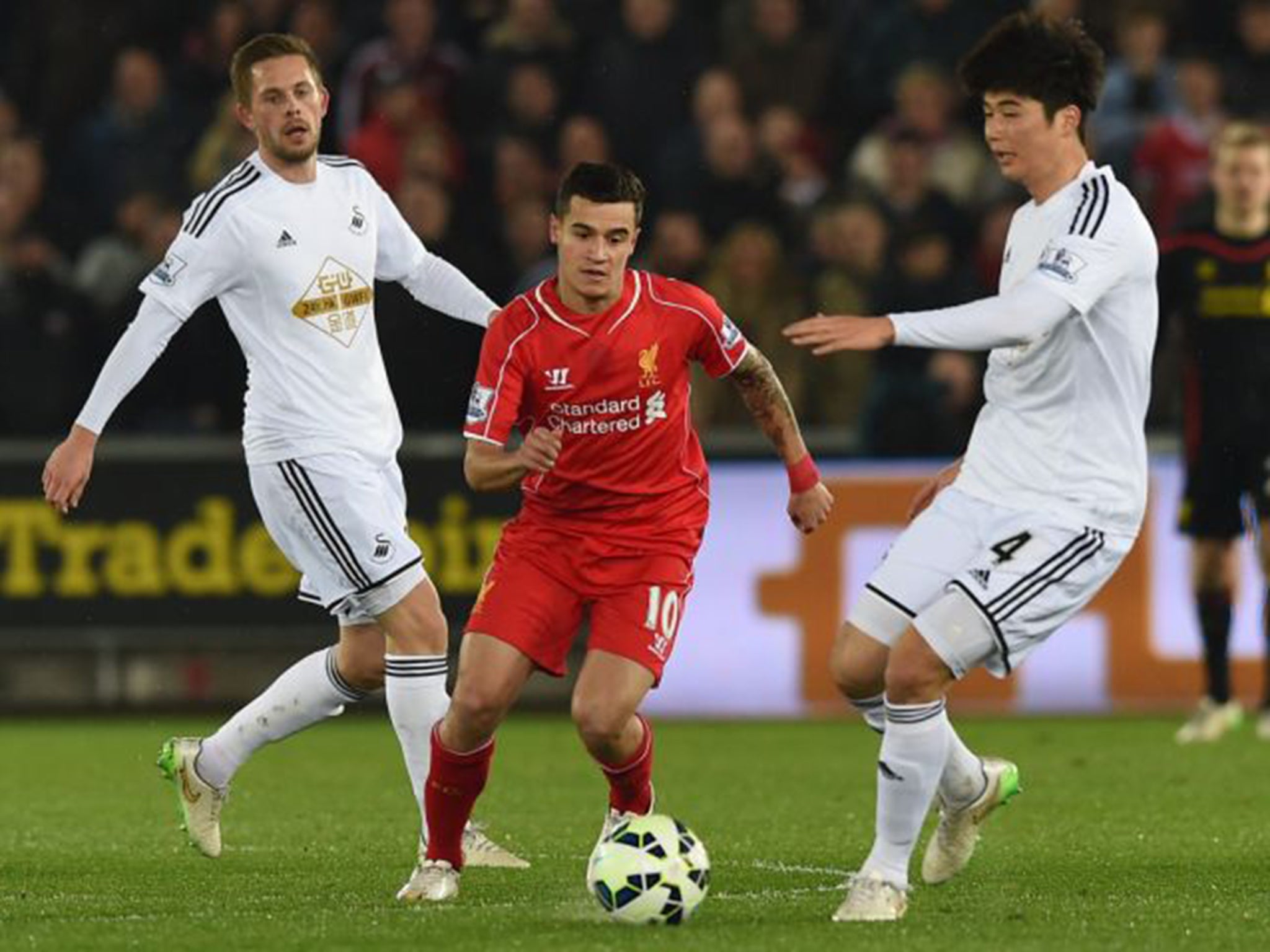 Philippe Coutinho almost gave Liverpool the lead after Raheem Sterling’s astute cutback