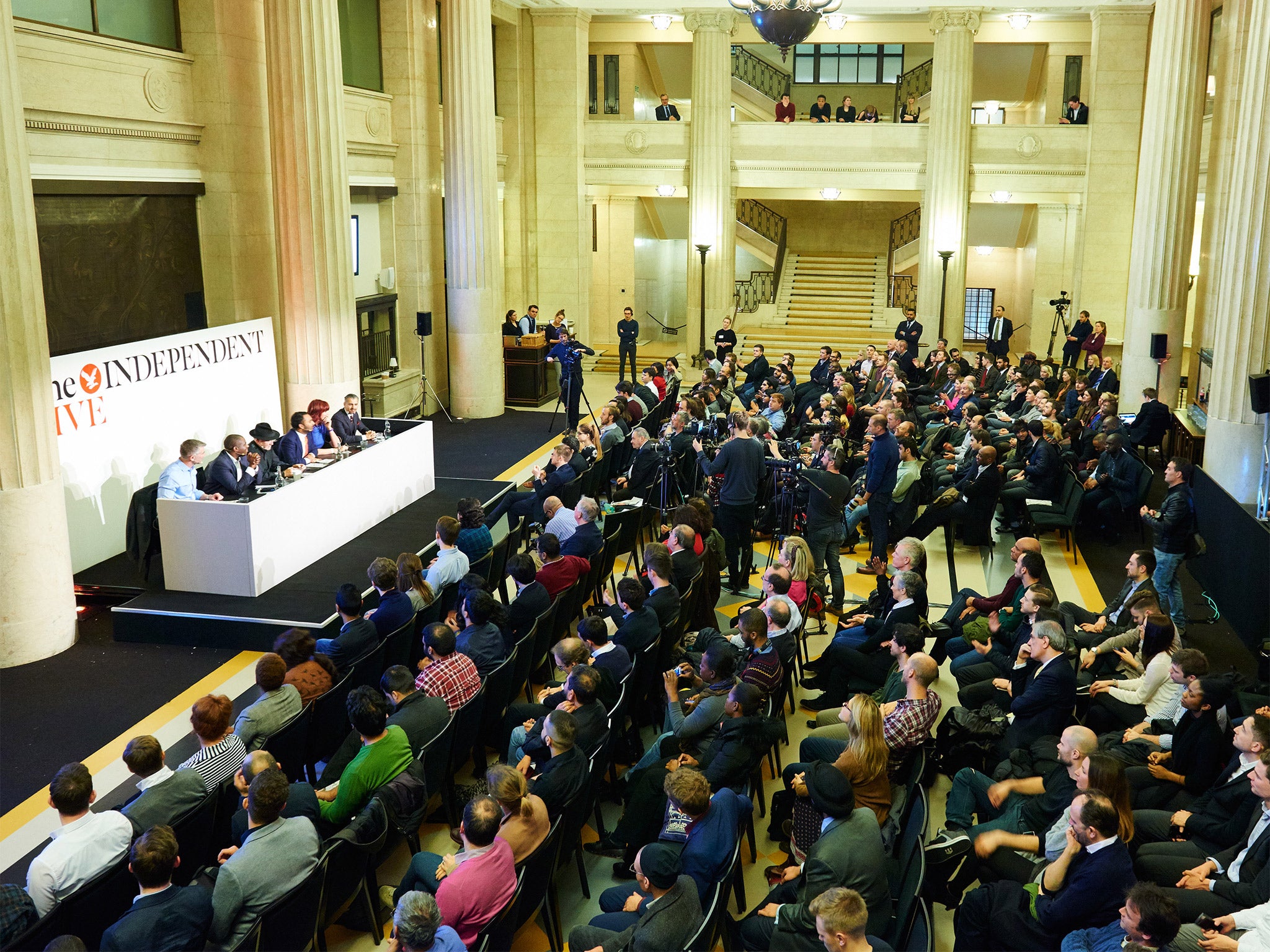 The wide-ranging debate - covering topics from Islamic extremism to monarchy - was held at the Banking Hall in London