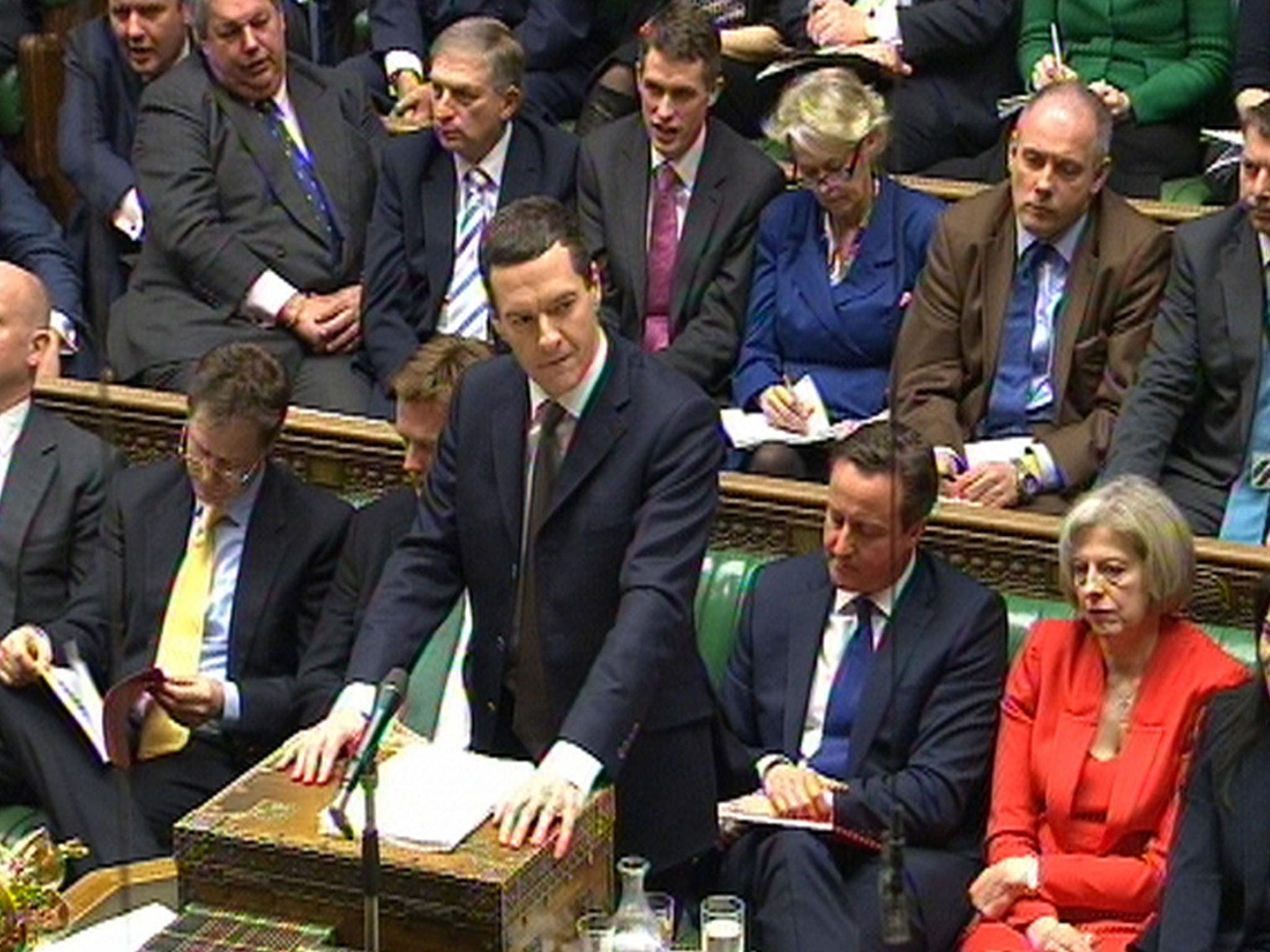 Chancellor of the Exchequer George Osborne delivers his Budget statement to the House of Commons, London