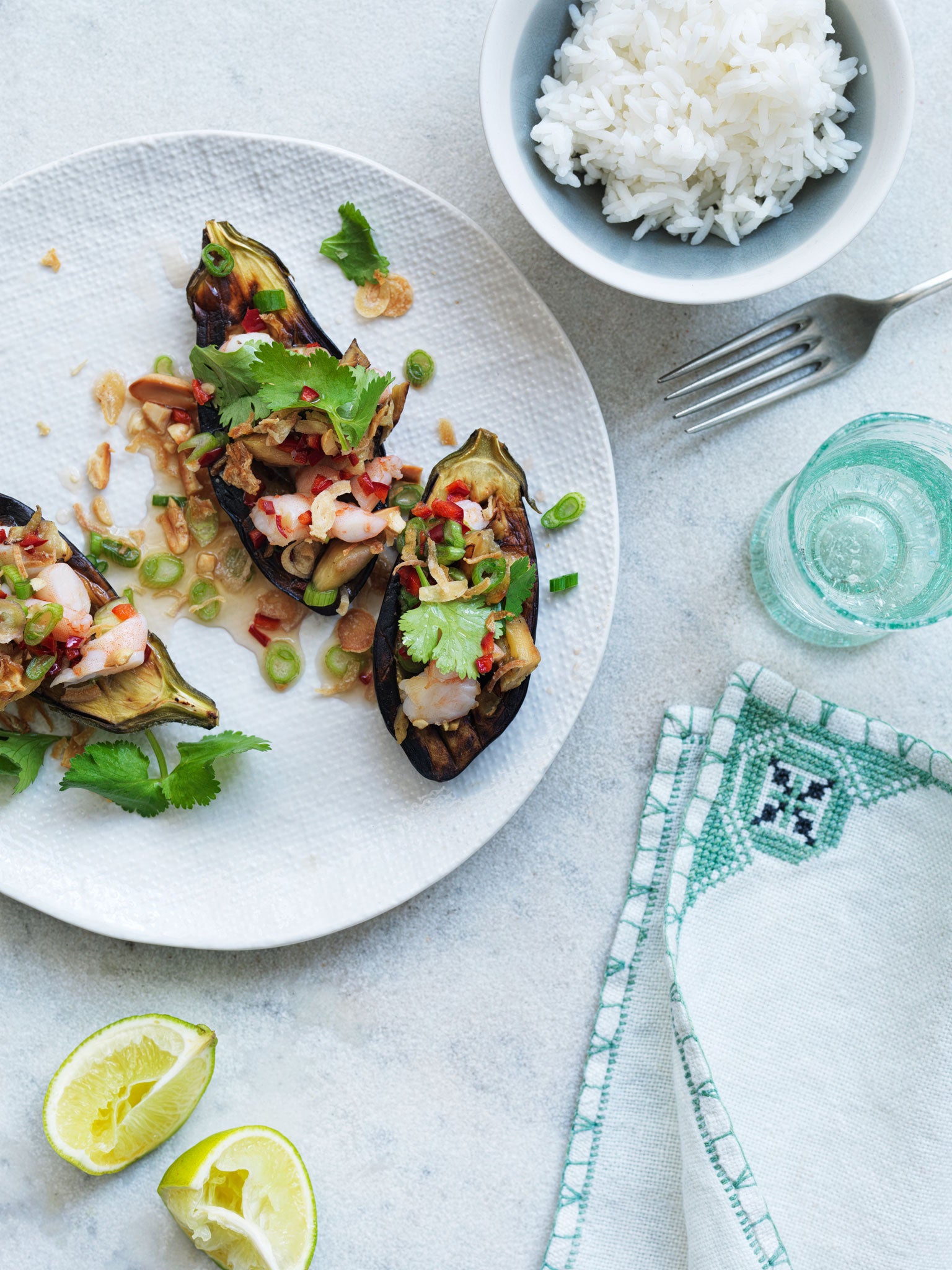 Intense flavours: Vietnamese-style aubergines with prawns