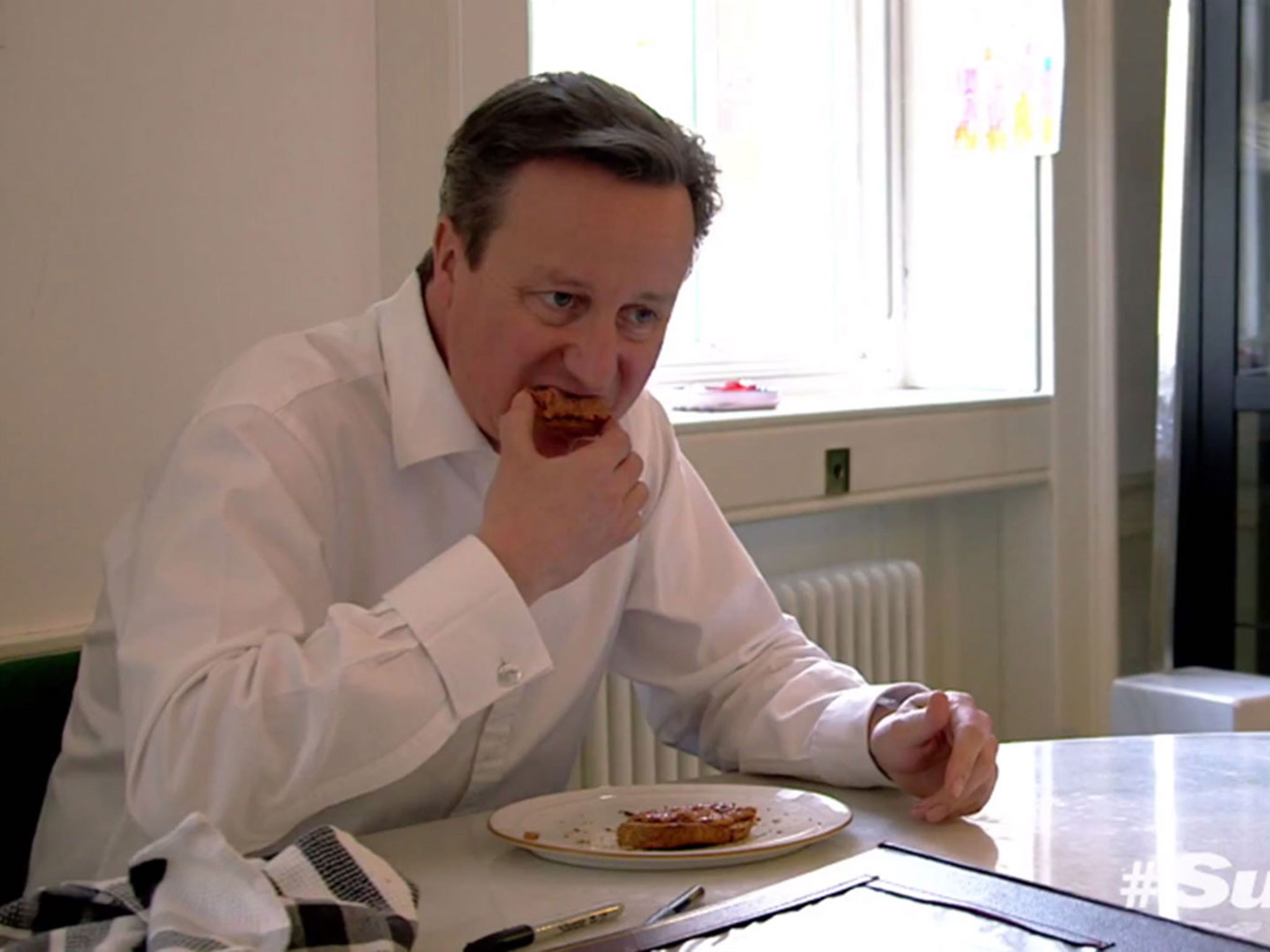 Cameron tucks into a healthy, wholesome snack