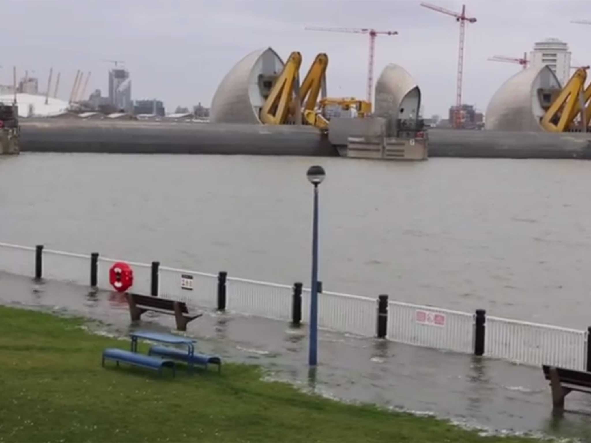 Water laps at the shore during the high tide on Saturday afternoon