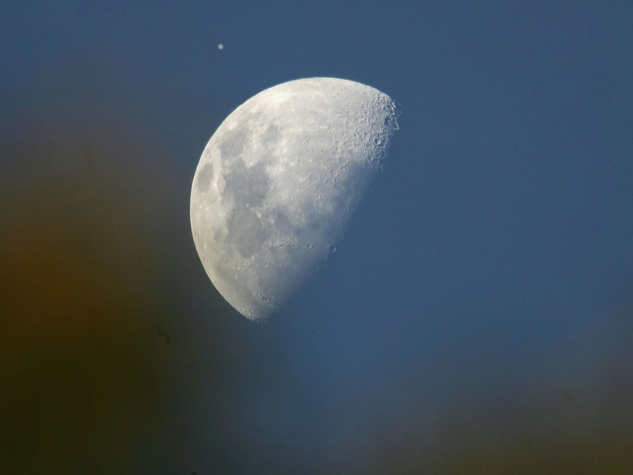 Jupiter, visible from Earth with the naked eye next to our moon