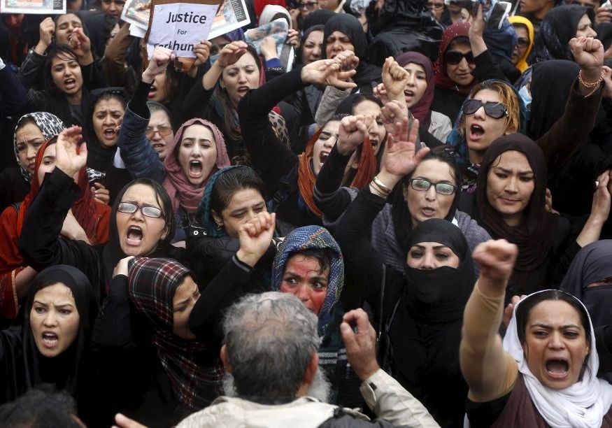 Around 3,000 people are reported to have marched through the streets of Kabul