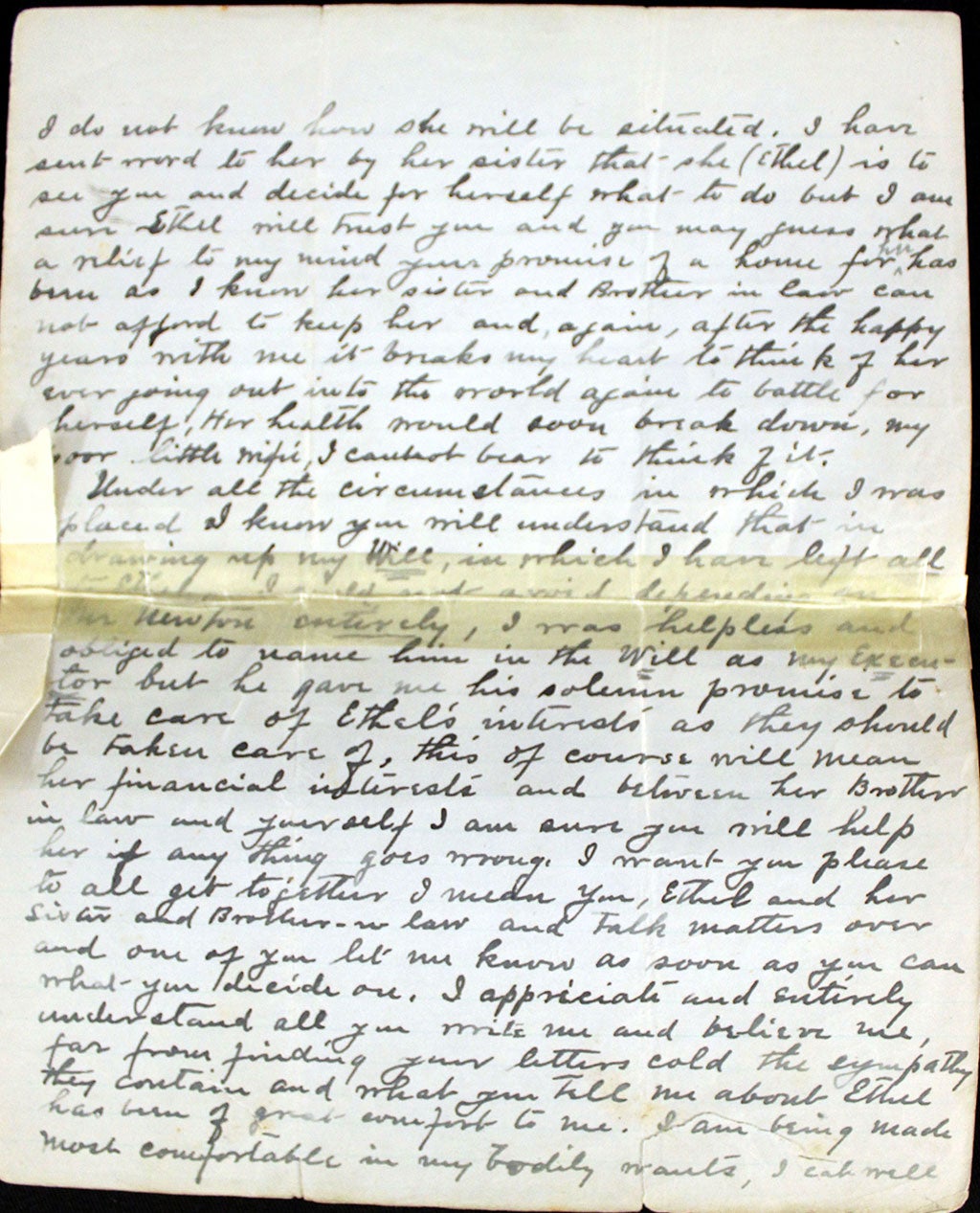 The third page of a letter written by Dr Harvey Hawley Crippen to Lady Henry Somerset (Henry Aldridge &amp; Son/PA Wire)