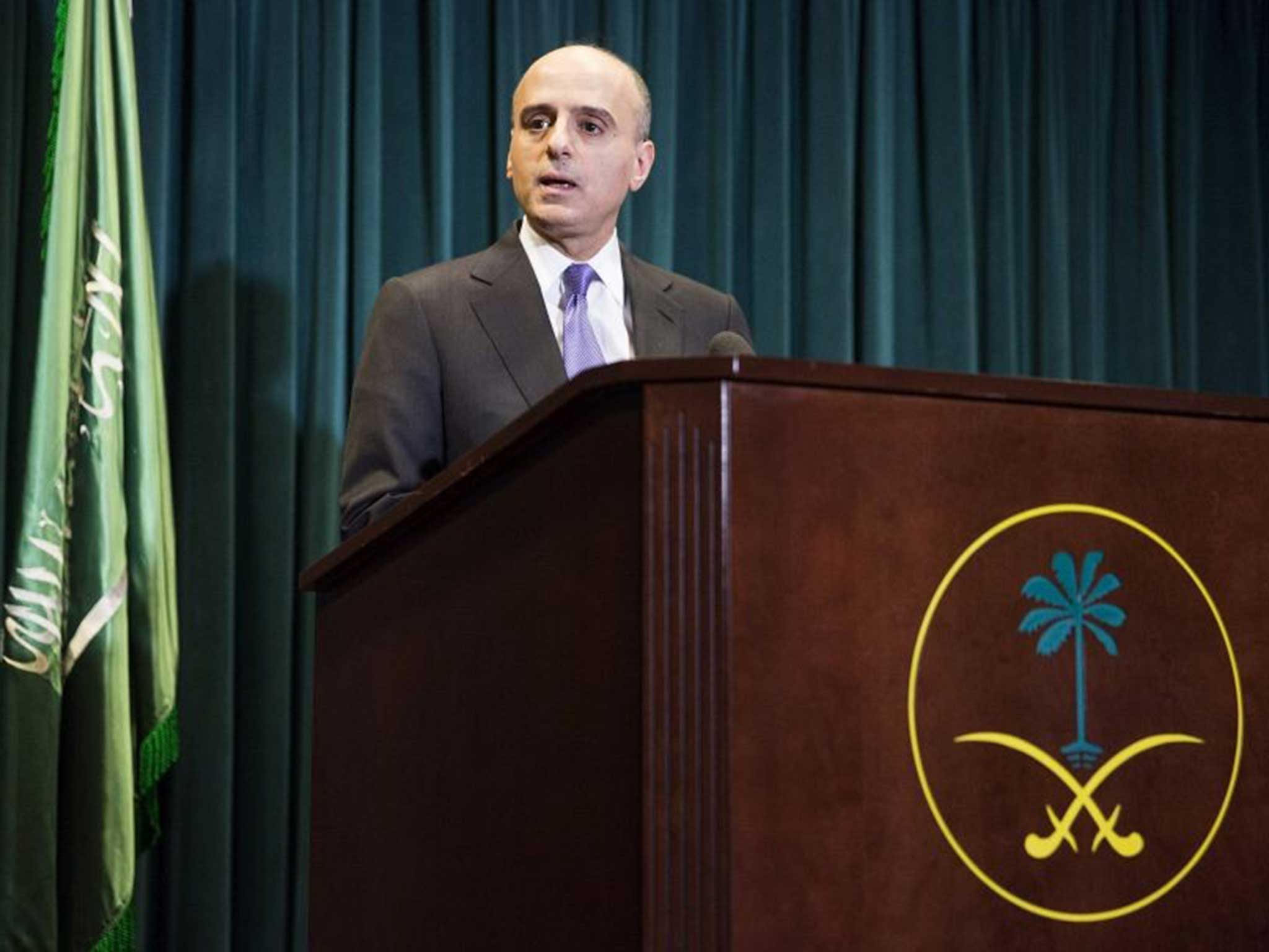 Ambassador Adel al-Jubeir, speaking at a press conference in Washington