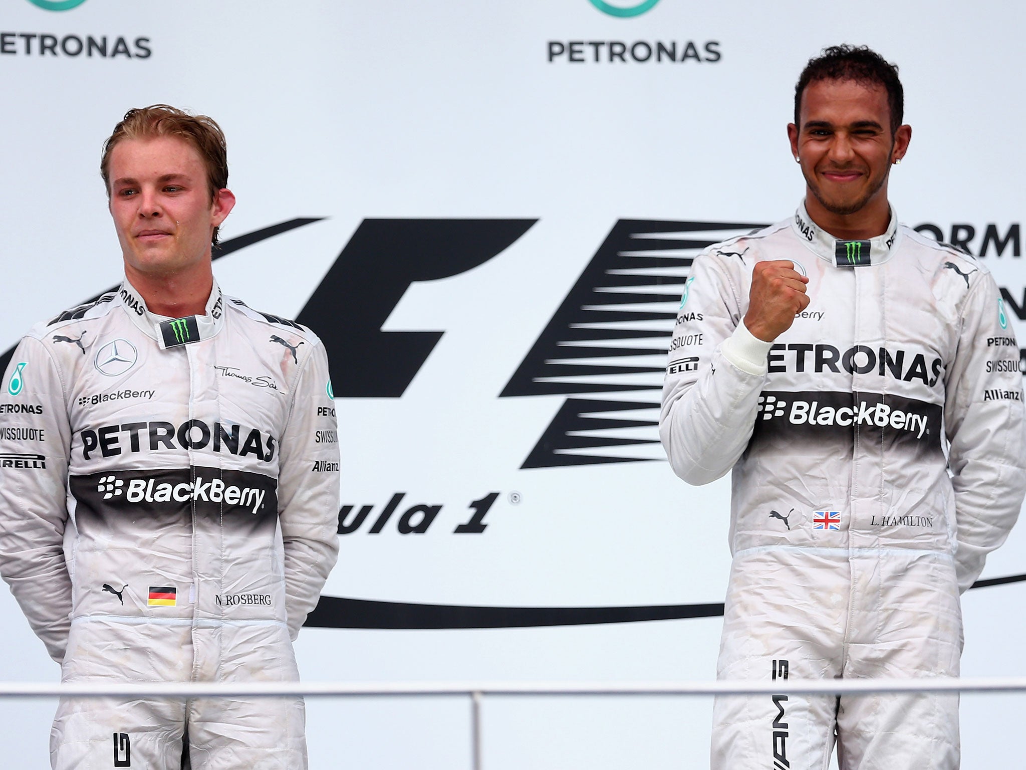 The effects of last year's Malaysian Grand Prix can be seen on Rosberg and Hamilton